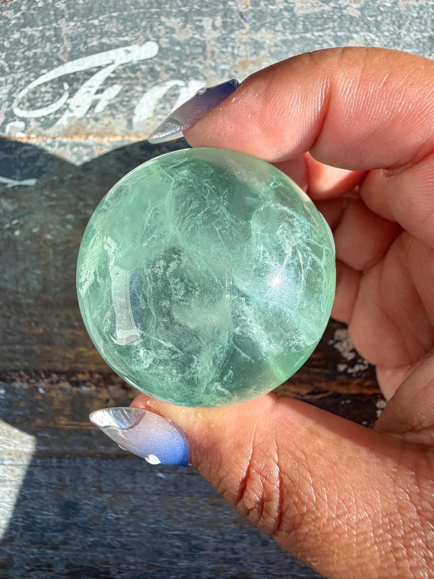 Gorgeous Stormy Water Fluorite Sphere | Opt 49