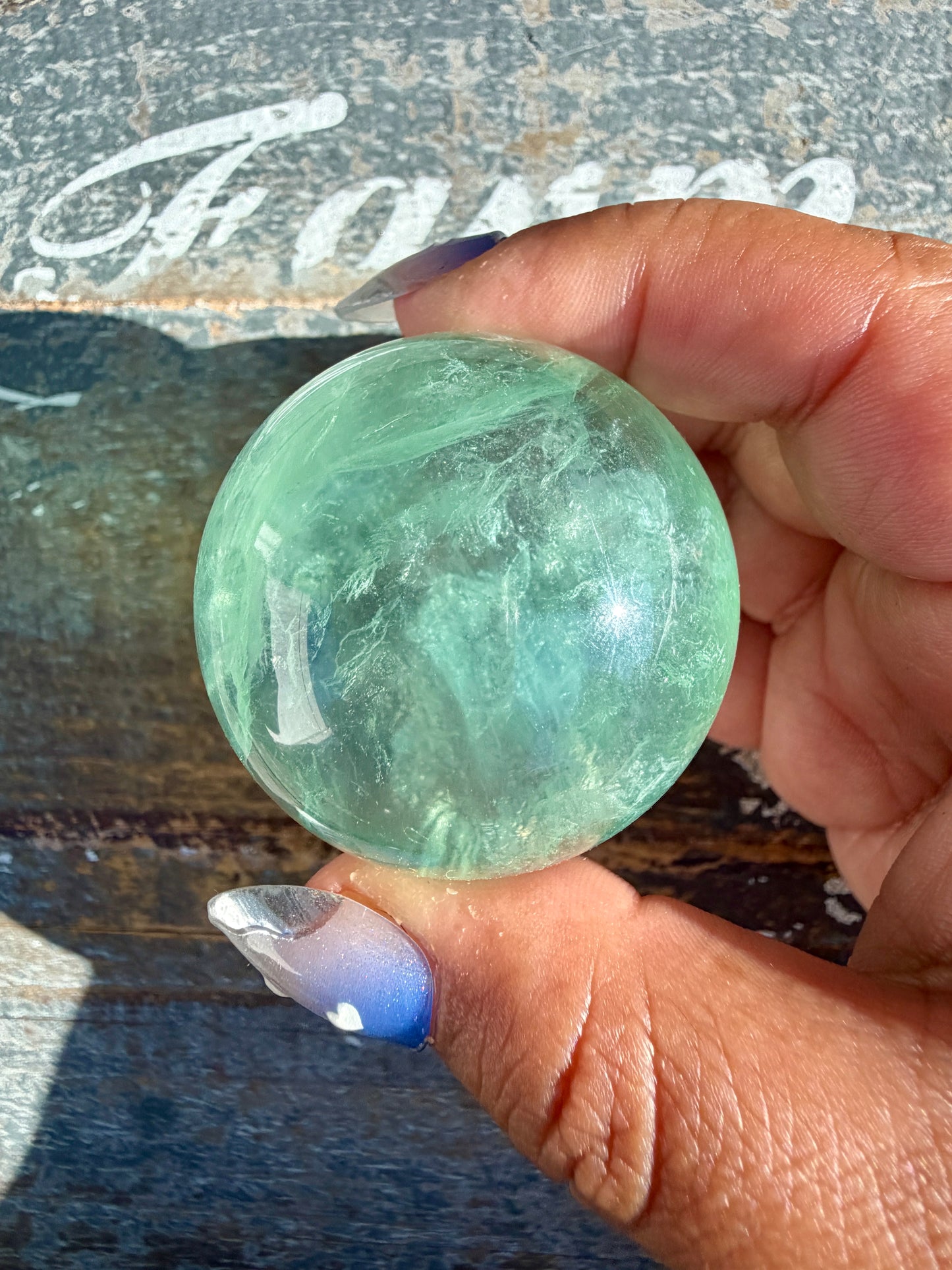 Gorgeous Stormy Water Fluorite Sphere | Opt 49