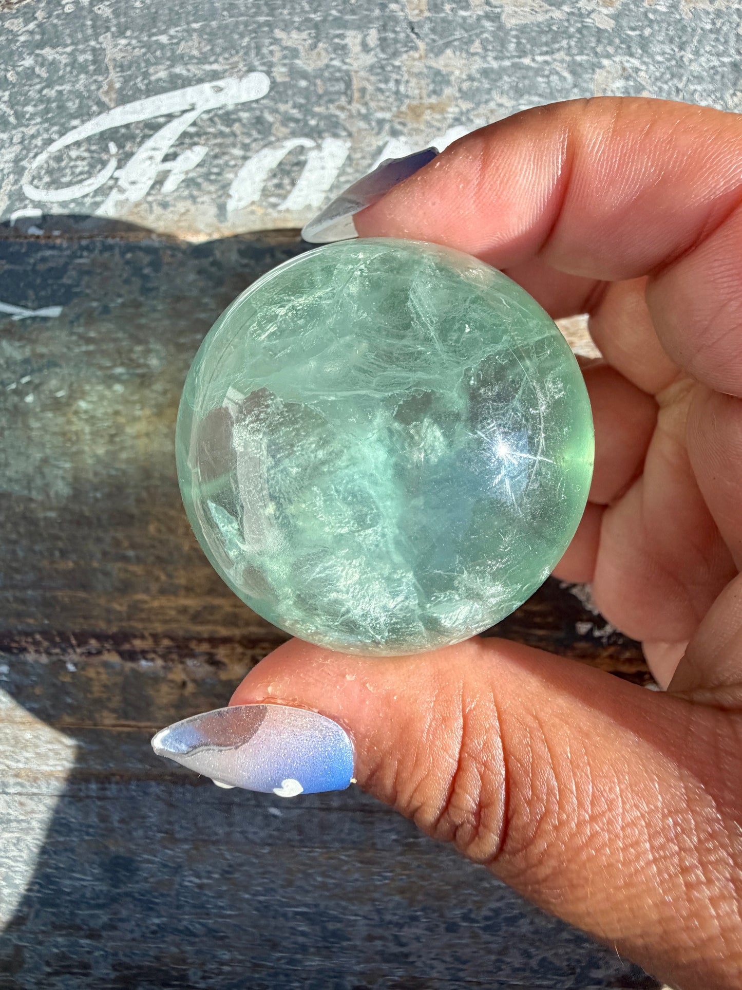 Gorgeous Stormy Water Fluorite Sphere | Opt 49