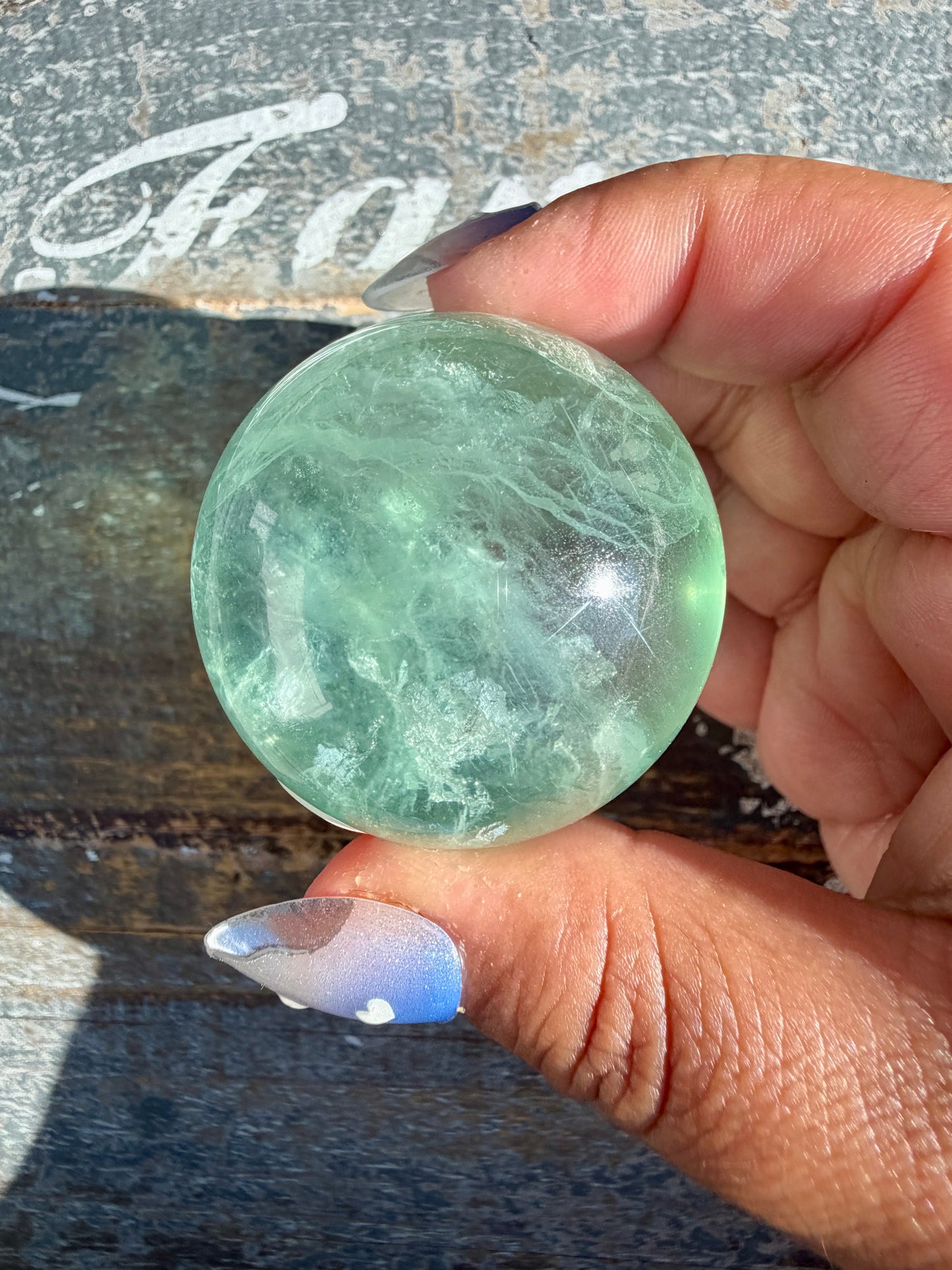 Gorgeous Stormy Water Fluorite Sphere | Opt 49