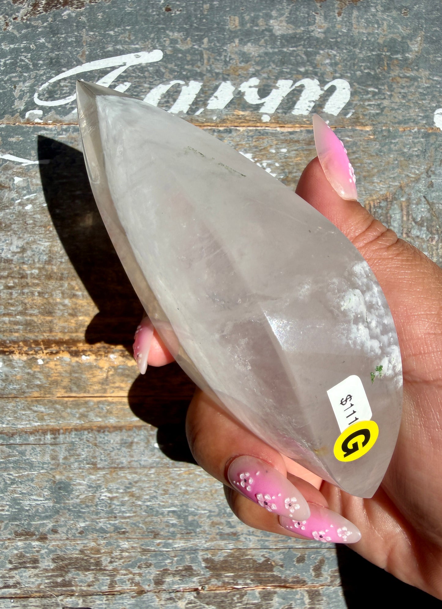 Gorgeous Clear Fluorite Flame with Stand | Opt G