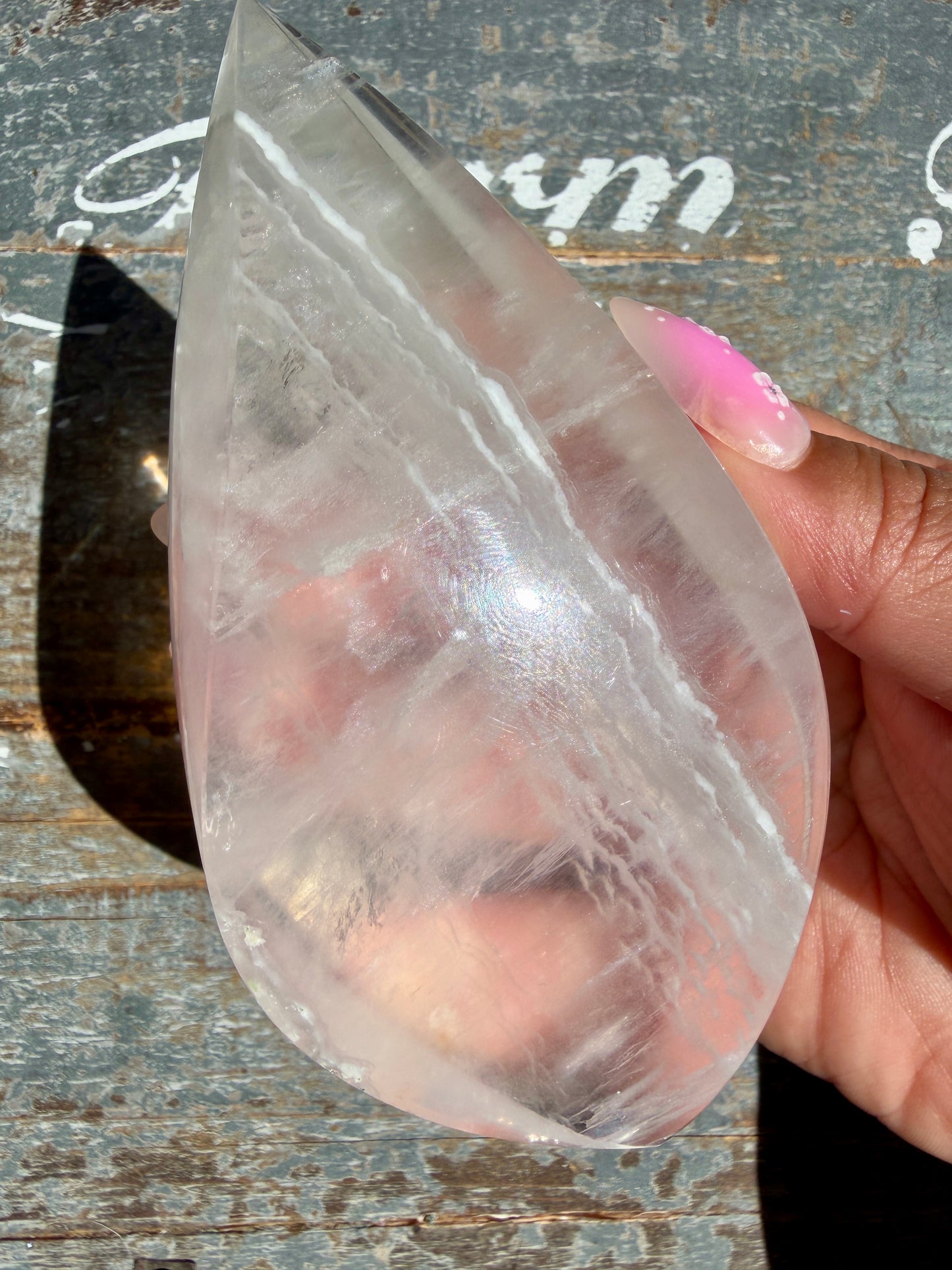 Gorgeous Clear Fluorite Flame with Stand | Opt G