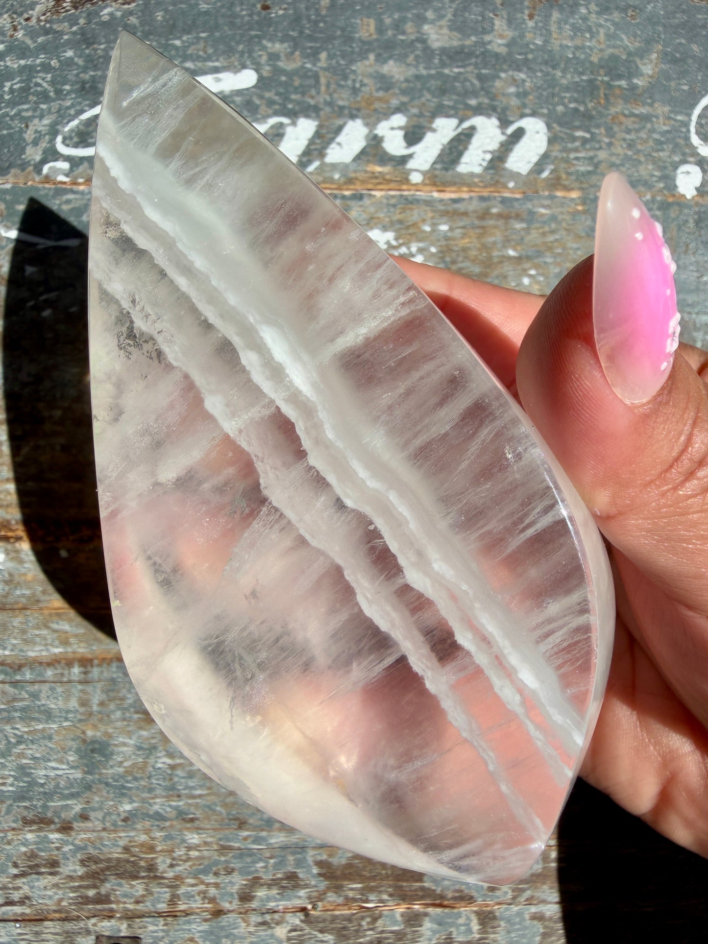Gorgeous Clear Fluorite Flame with Stand | Opt G