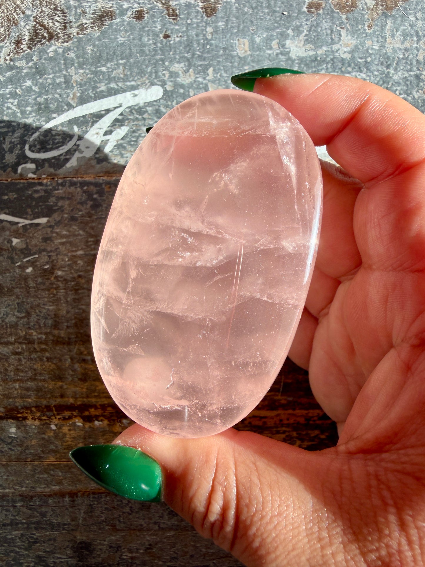Gorgeous Rose Quartz Palm Stone | Opt E