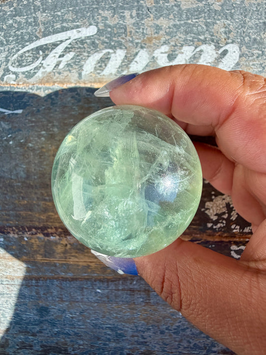 Gorgeous Stormy Water Fluorite Sphere | Opt 48