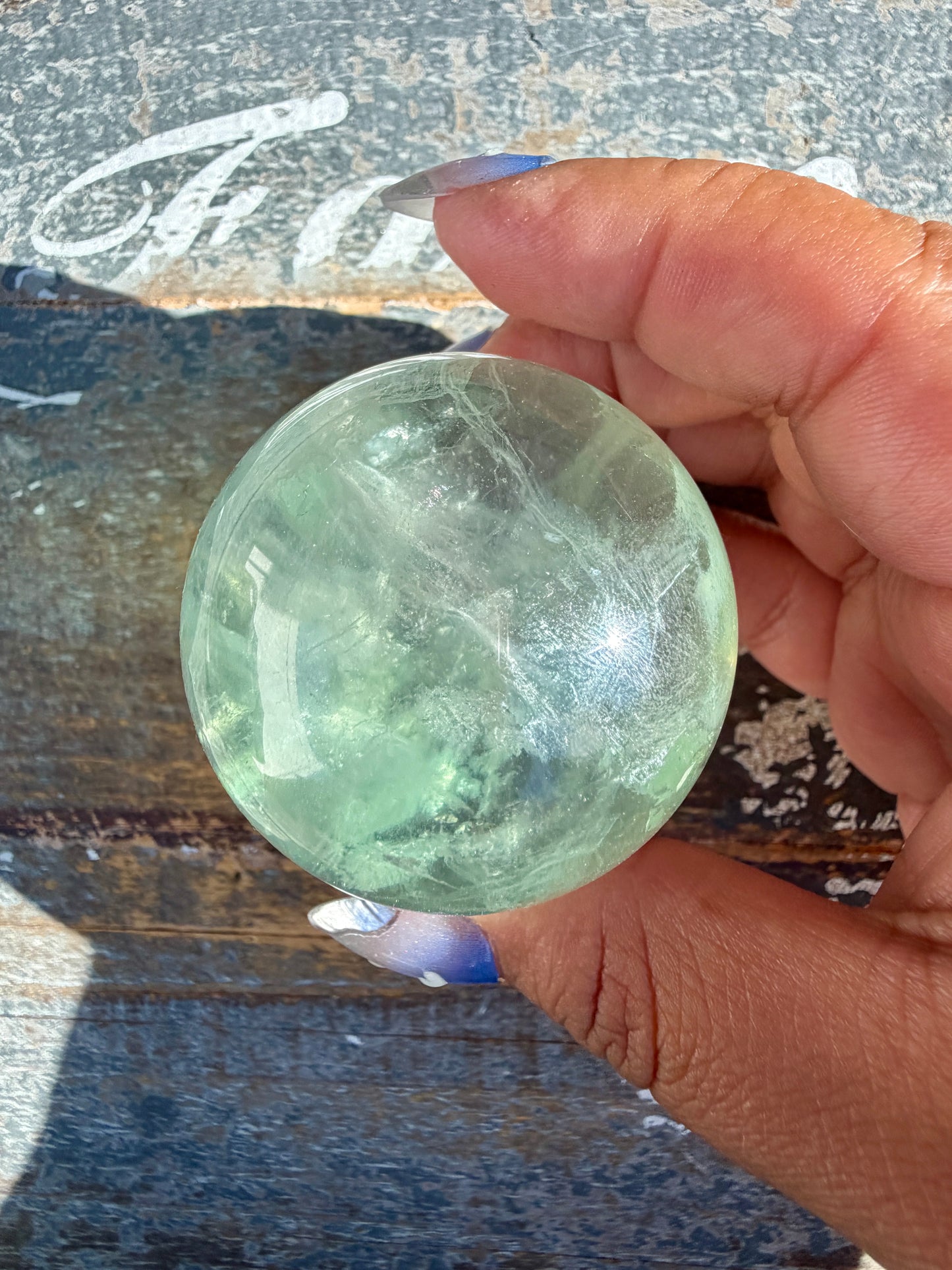 Gorgeous Stormy Water Fluorite Sphere | Opt 48