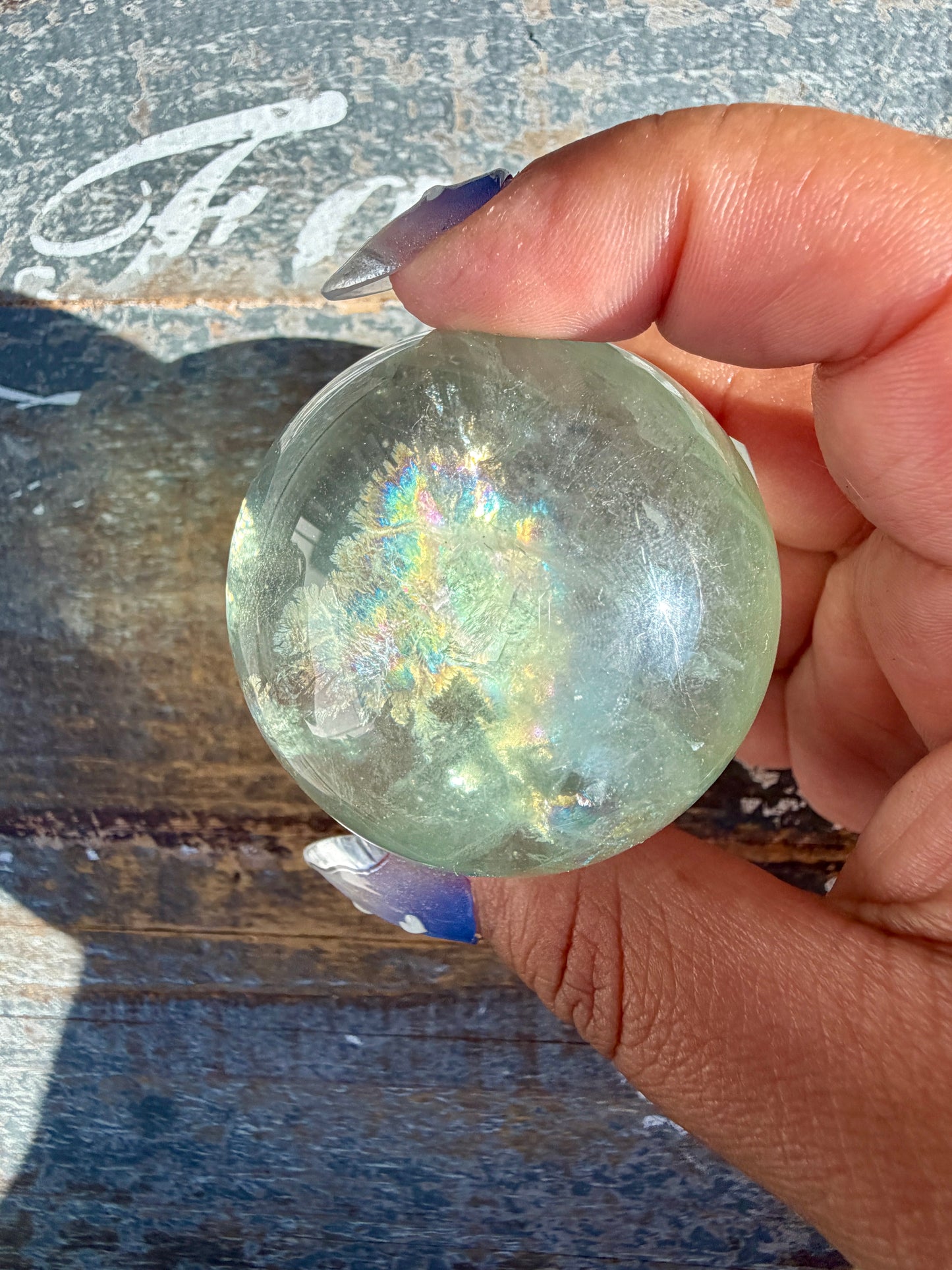Gorgeous Stormy Water Fluorite Sphere | Opt 48