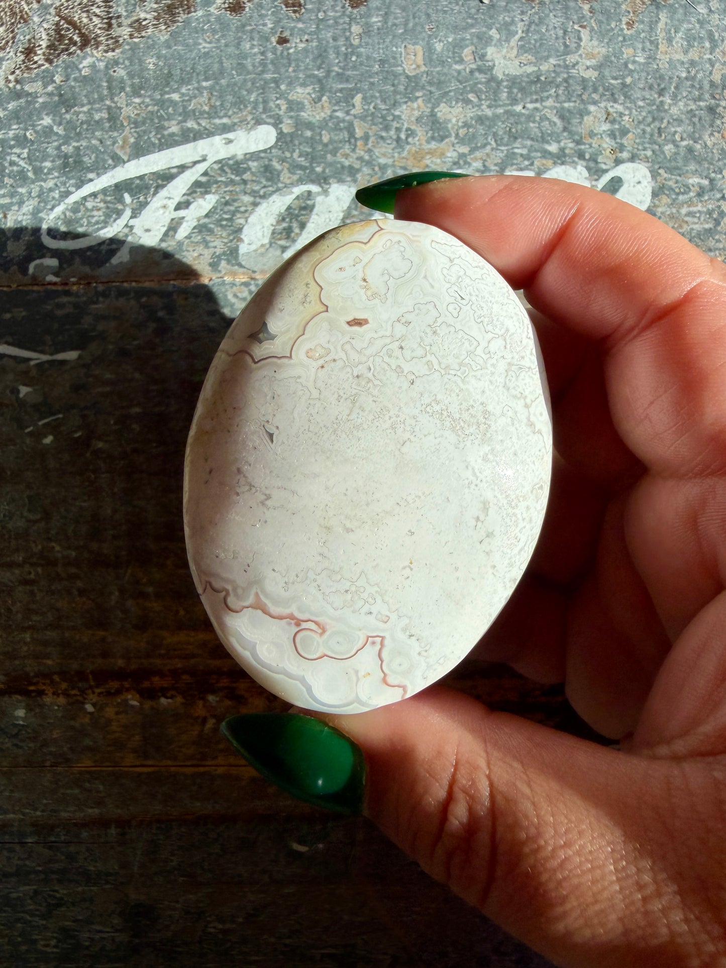 Gorgeous Crazy Lace Agate Palm Stone | Opt K