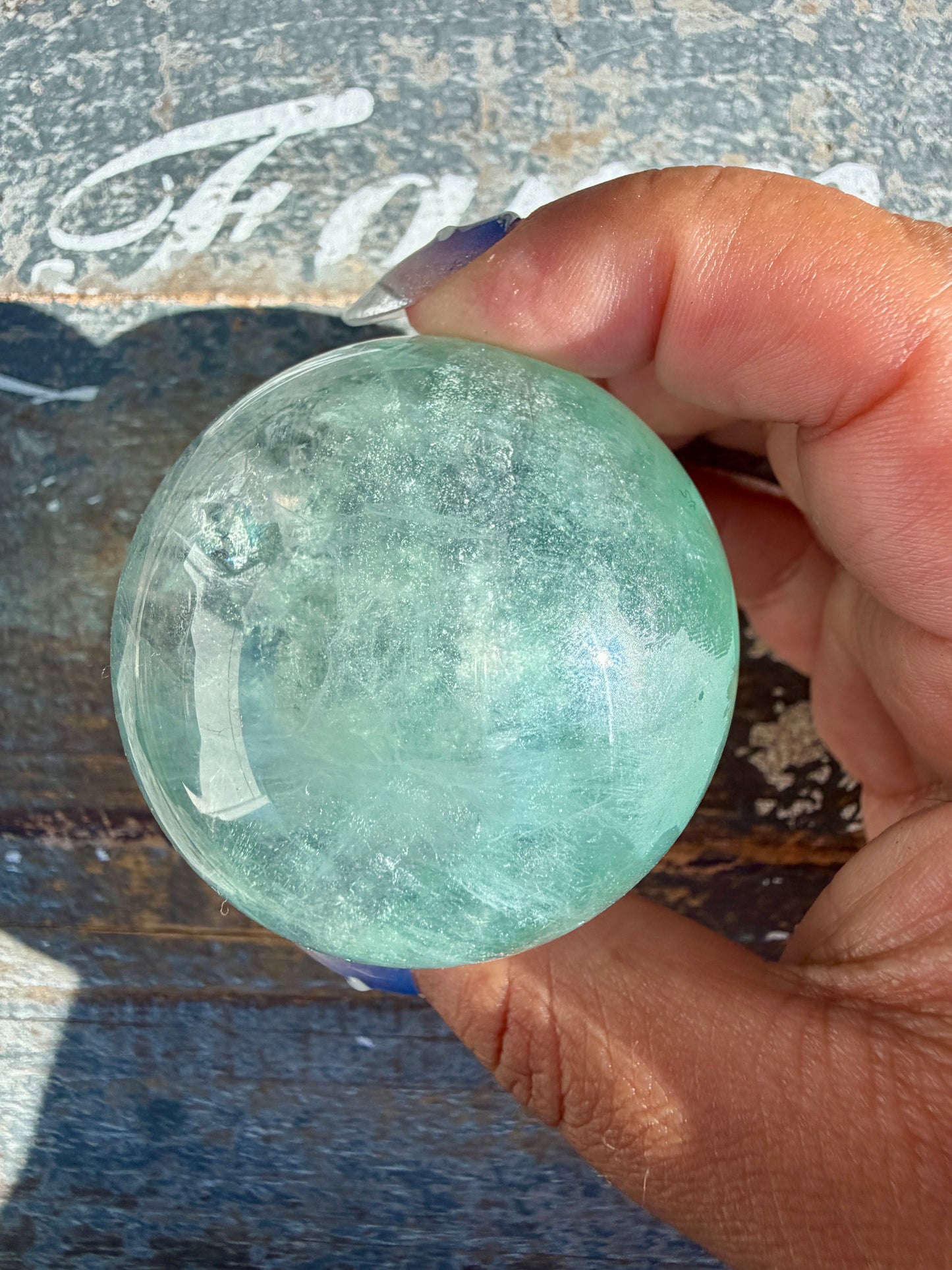 Gorgeous Stormy Water Fluorite Sphere | Opt 43