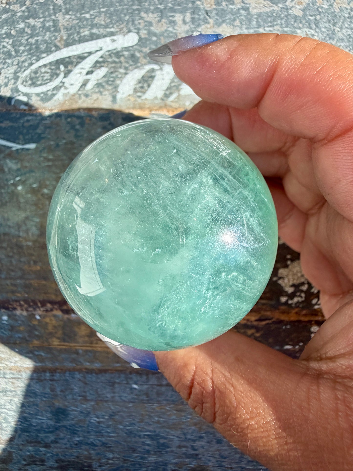 Gorgeous Stormy Water Fluorite Sphere | Opt 43