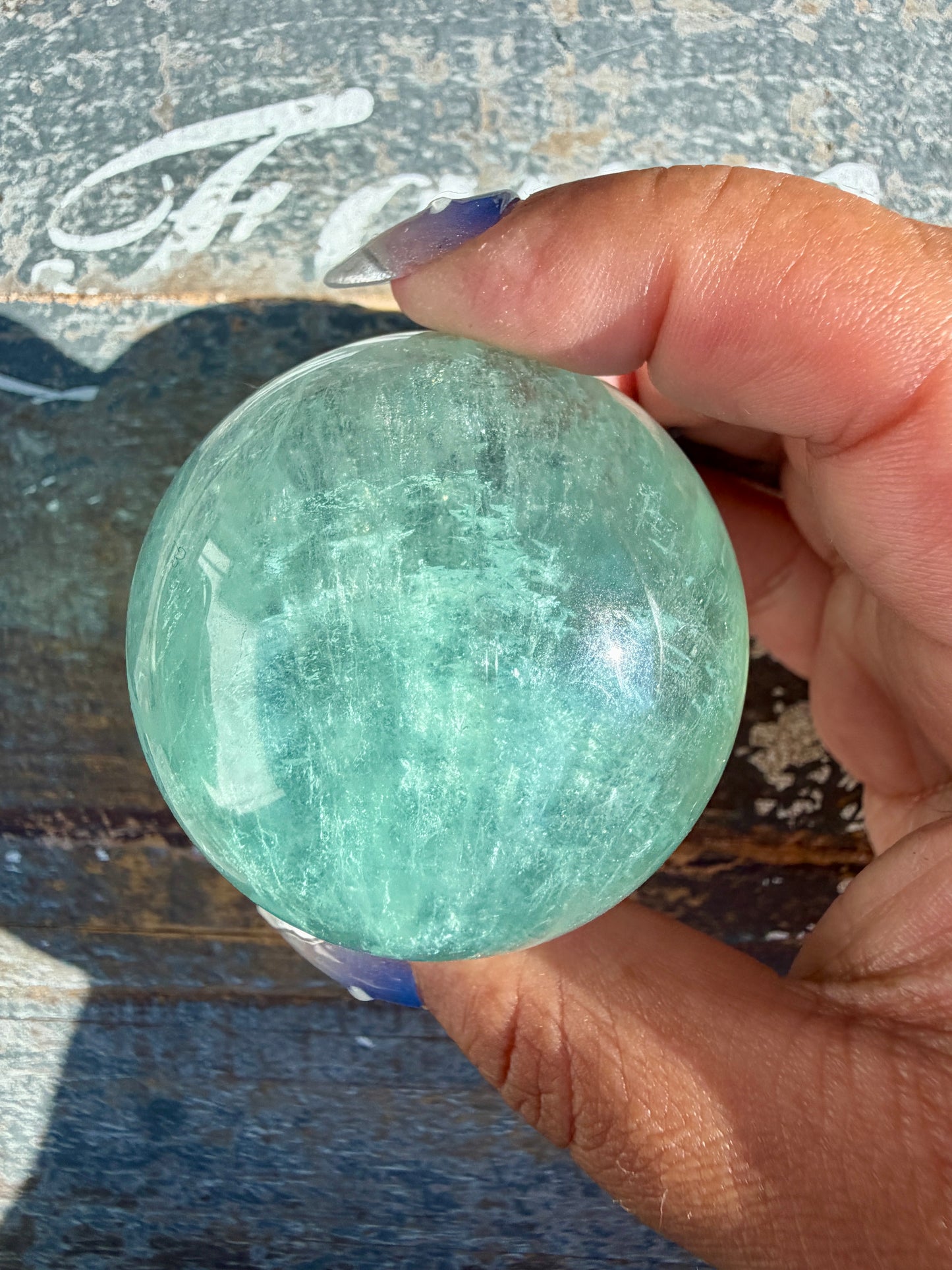Gorgeous Stormy Water Fluorite Sphere | Opt 43