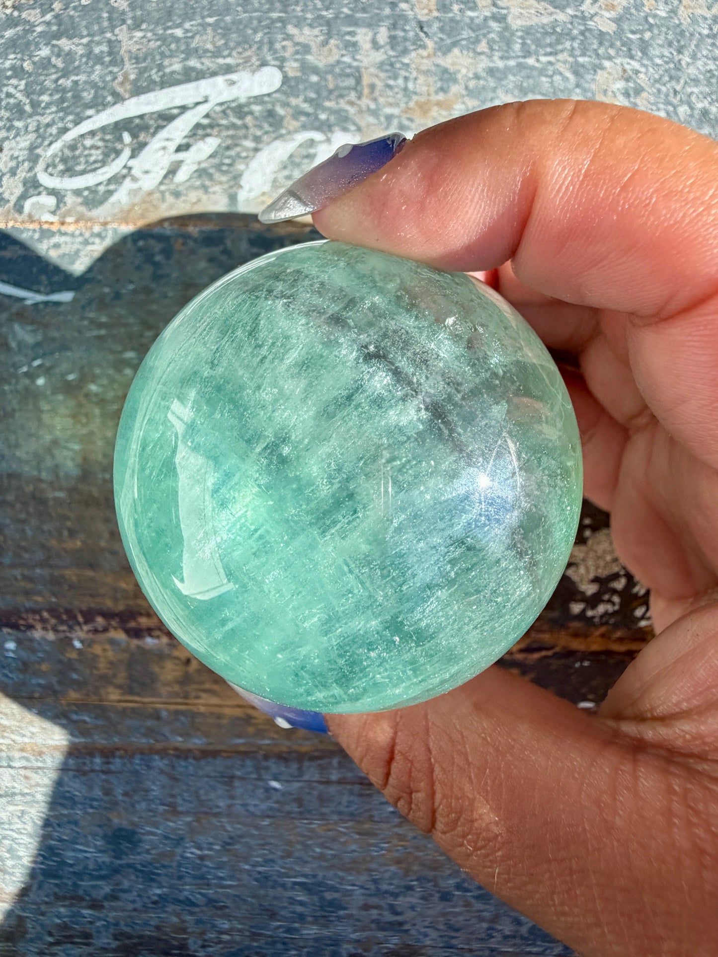 Gorgeous Stormy Water Fluorite Sphere | Opt 43