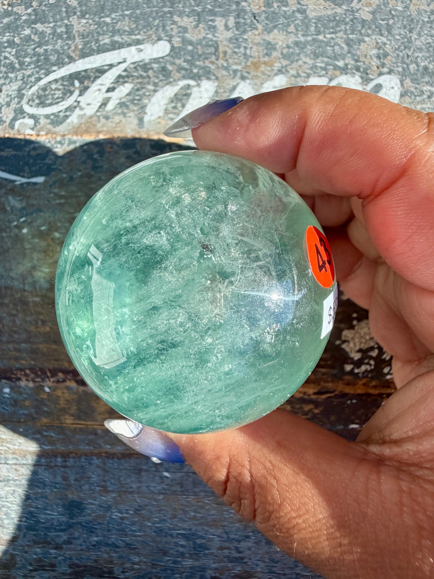 Gorgeous Stormy Water Fluorite Sphere | Opt 43