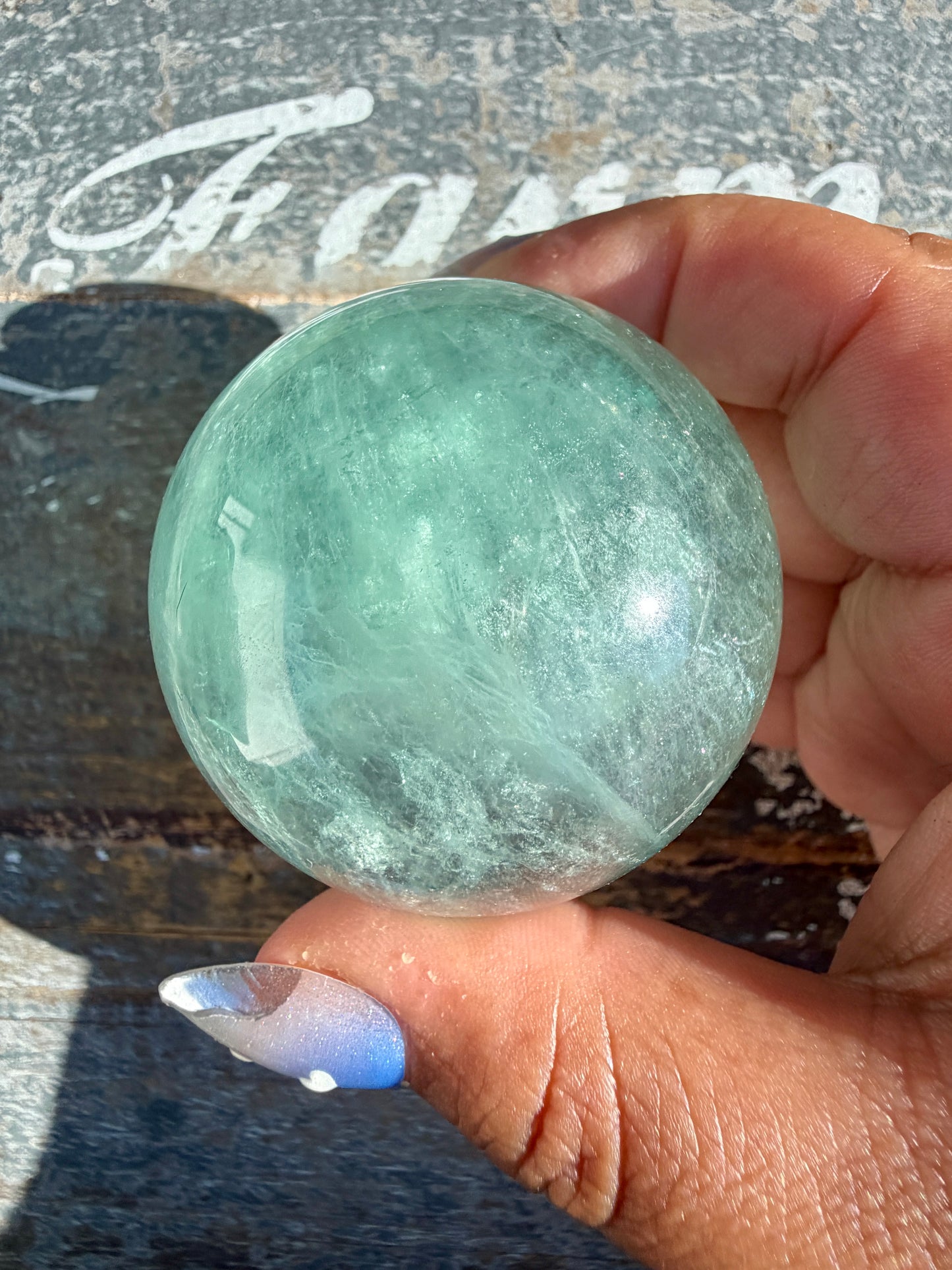 Gorgeous Stormy Water Fluorite Sphere | Opt 43