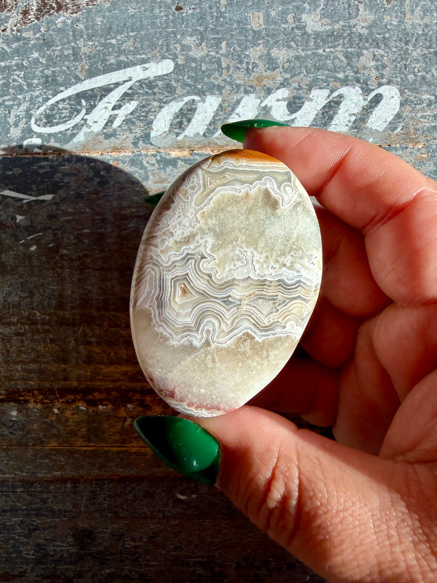 Gorgeous Crazy Lace Agate Palm Stone | Opt I