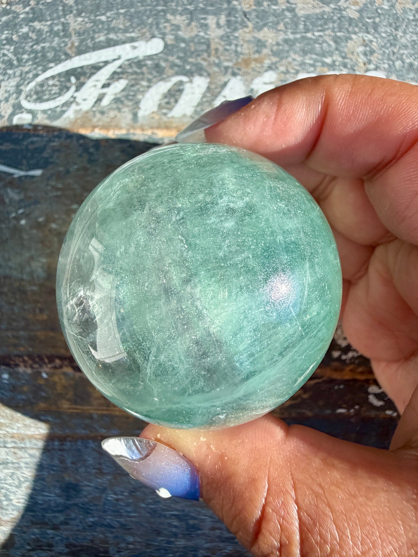 Gorgeous Stormy Water Fluorite Sphere | Opt 43