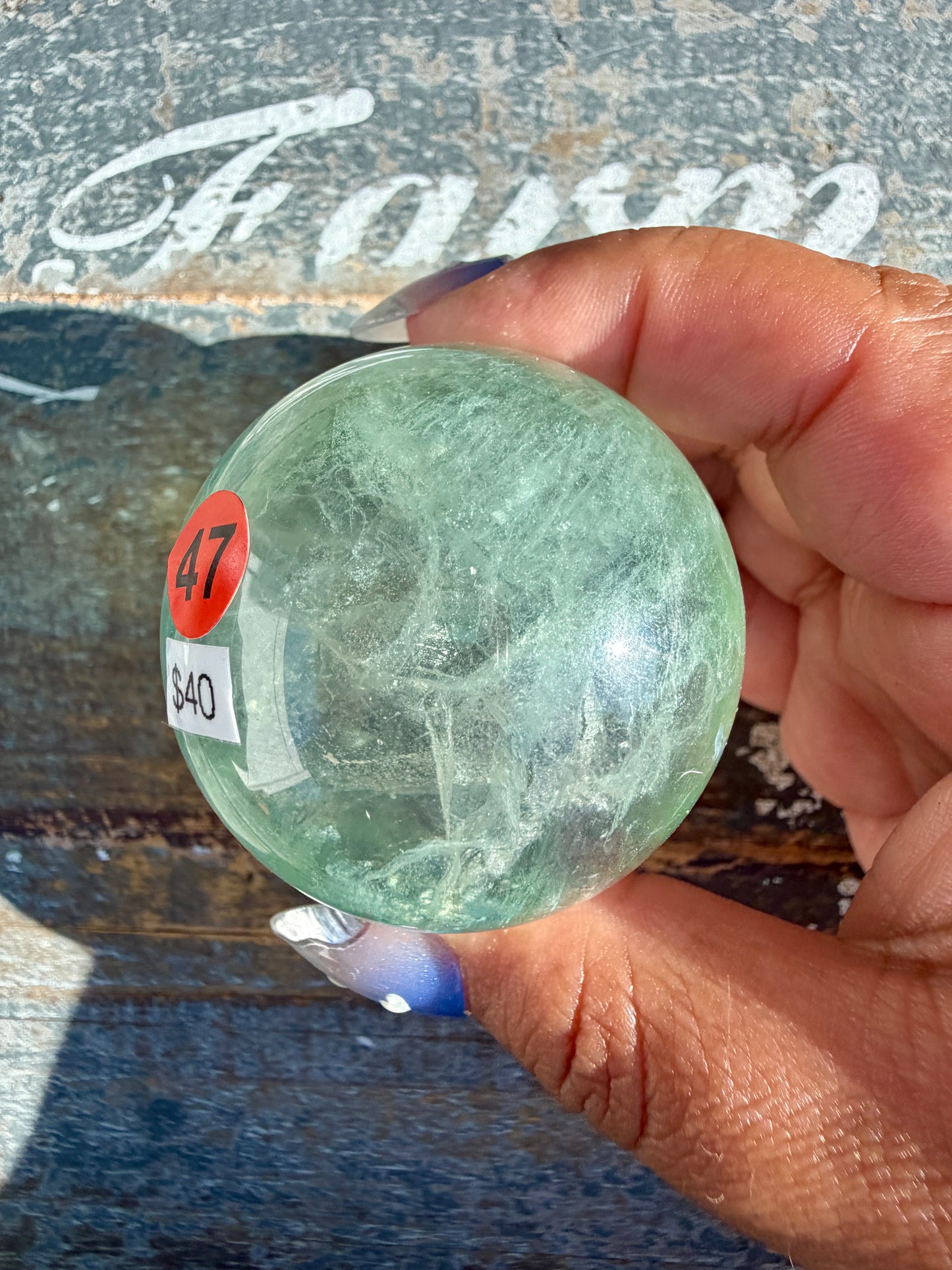 Gorgeous Stormy Water Fluorite Sphere | Opt 47