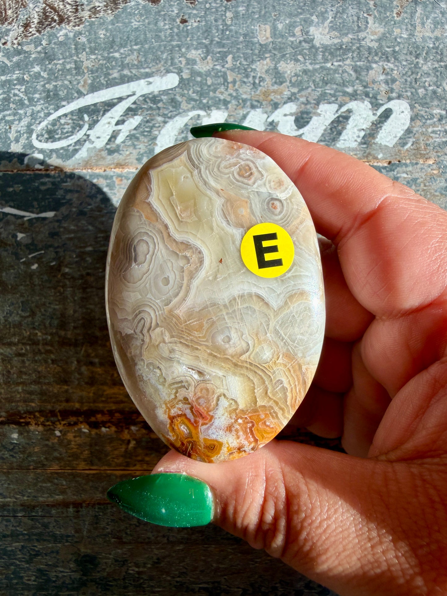 Gorgeous Crazy Lace Agate Palm Stone | Opt E