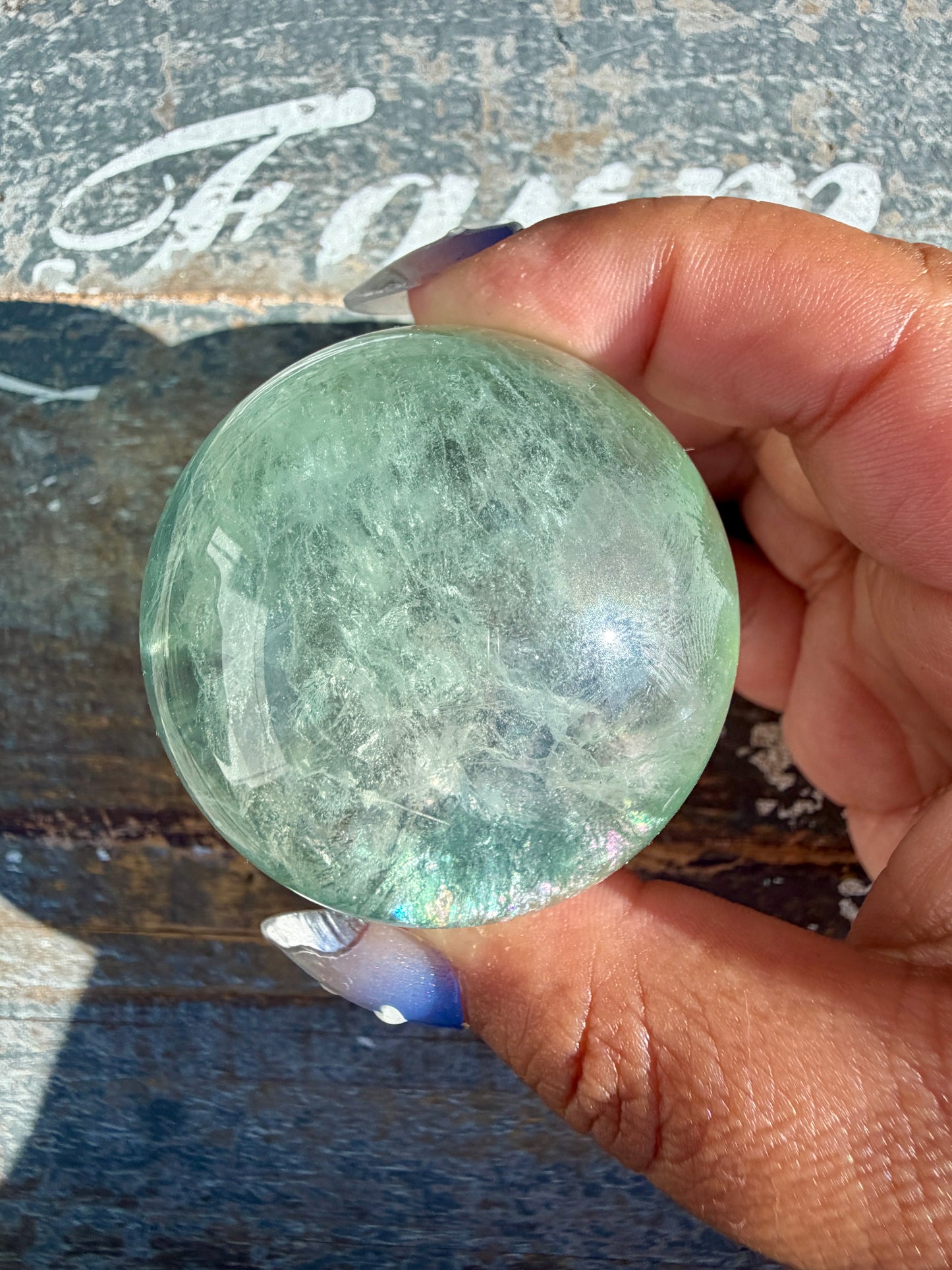 Gorgeous Stormy Water Fluorite Sphere | Opt 47