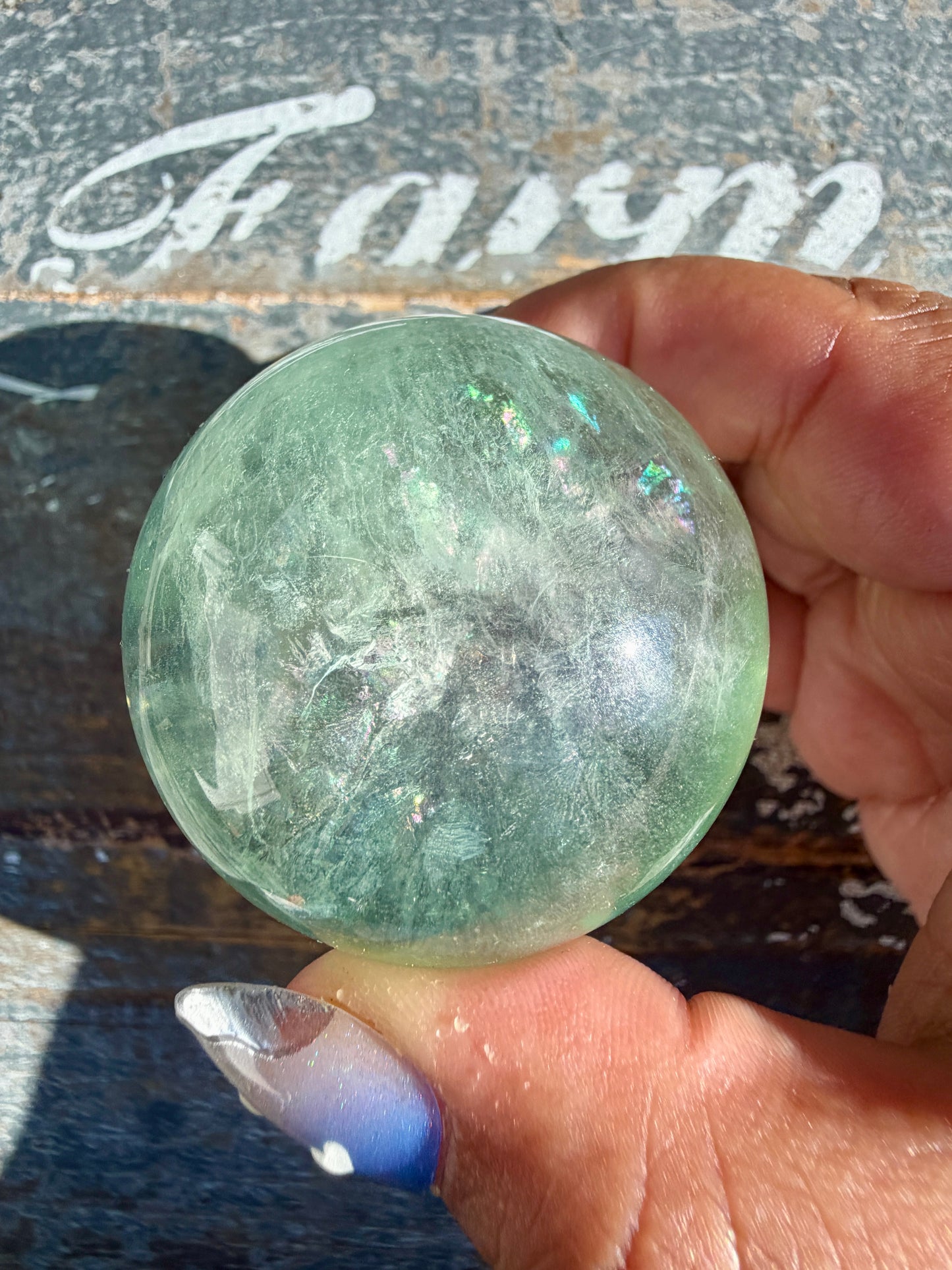 Gorgeous Stormy Water Fluorite Sphere | Opt 47