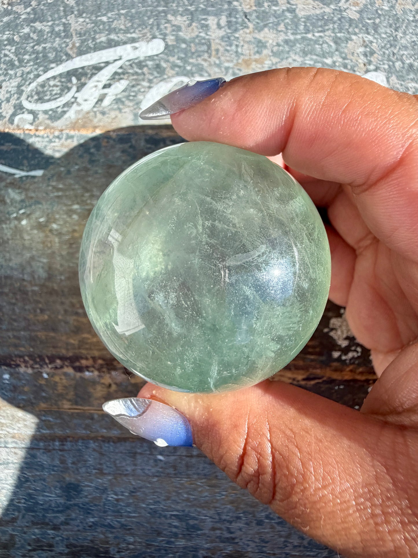 Gorgeous Stormy Water Fluorite Sphere | Opt 47
