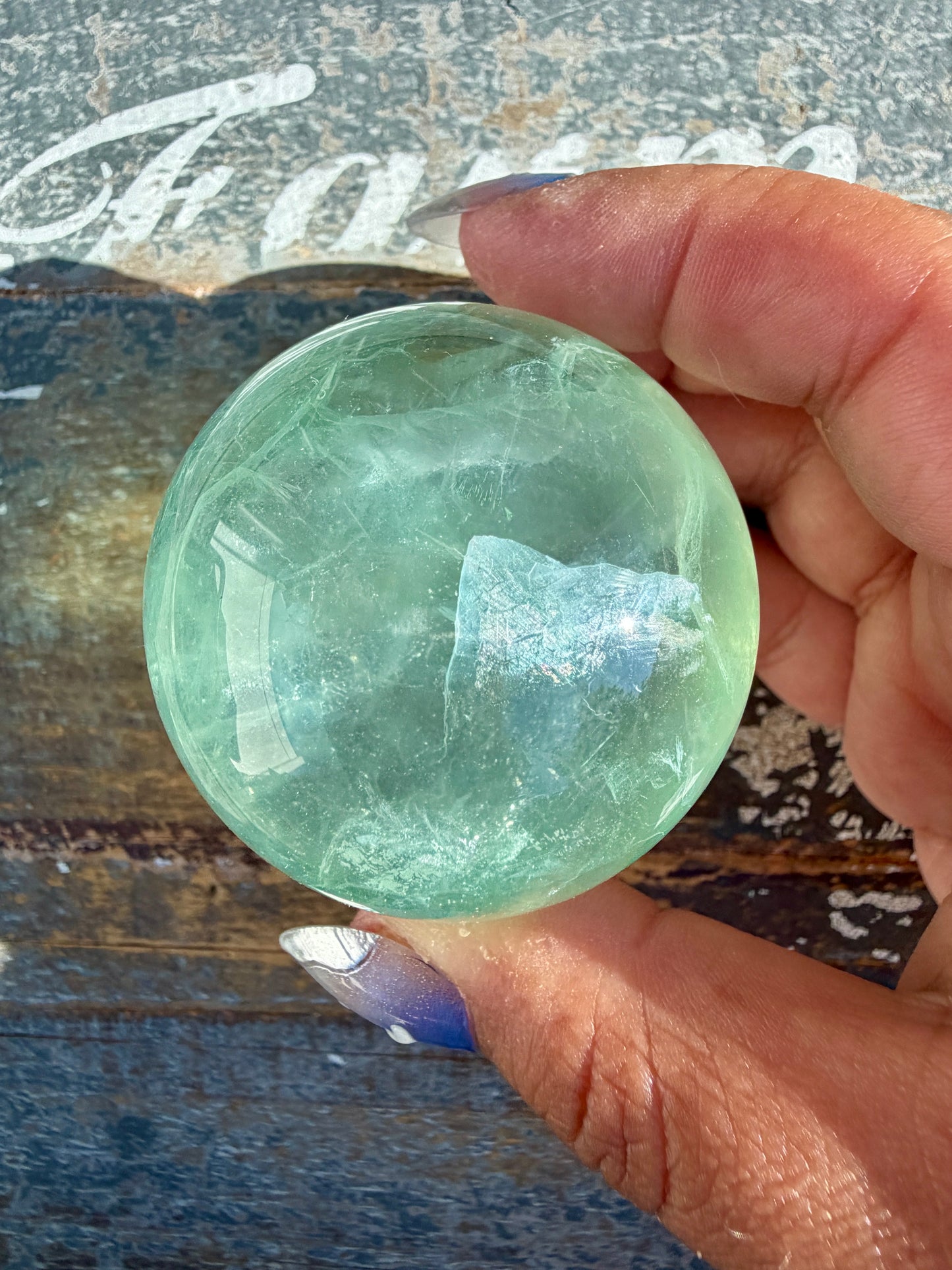 Gorgeous Stormy Water Fluorite Sphere | Opt 45