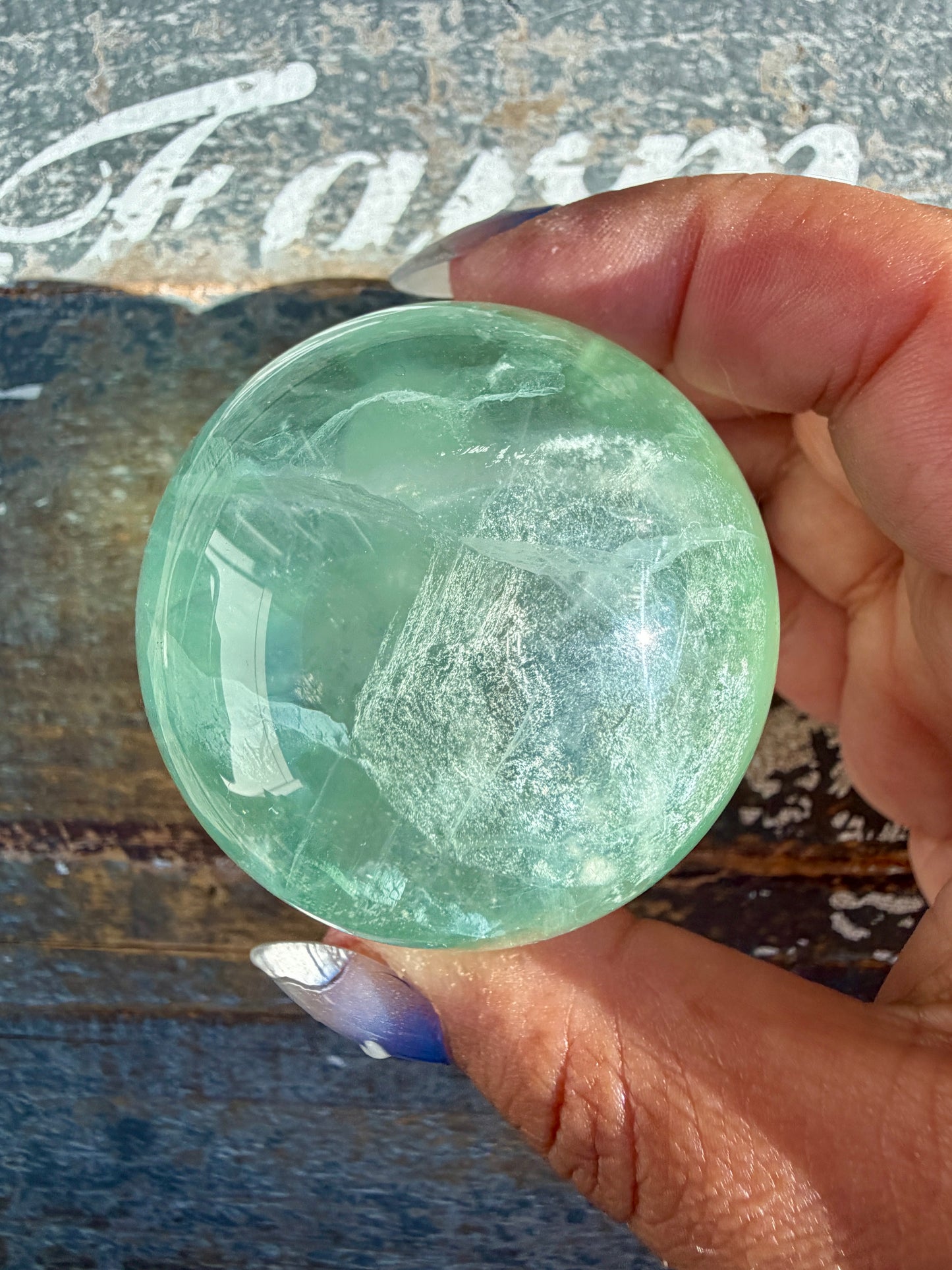 Gorgeous Stormy Water Fluorite Sphere | Opt 45