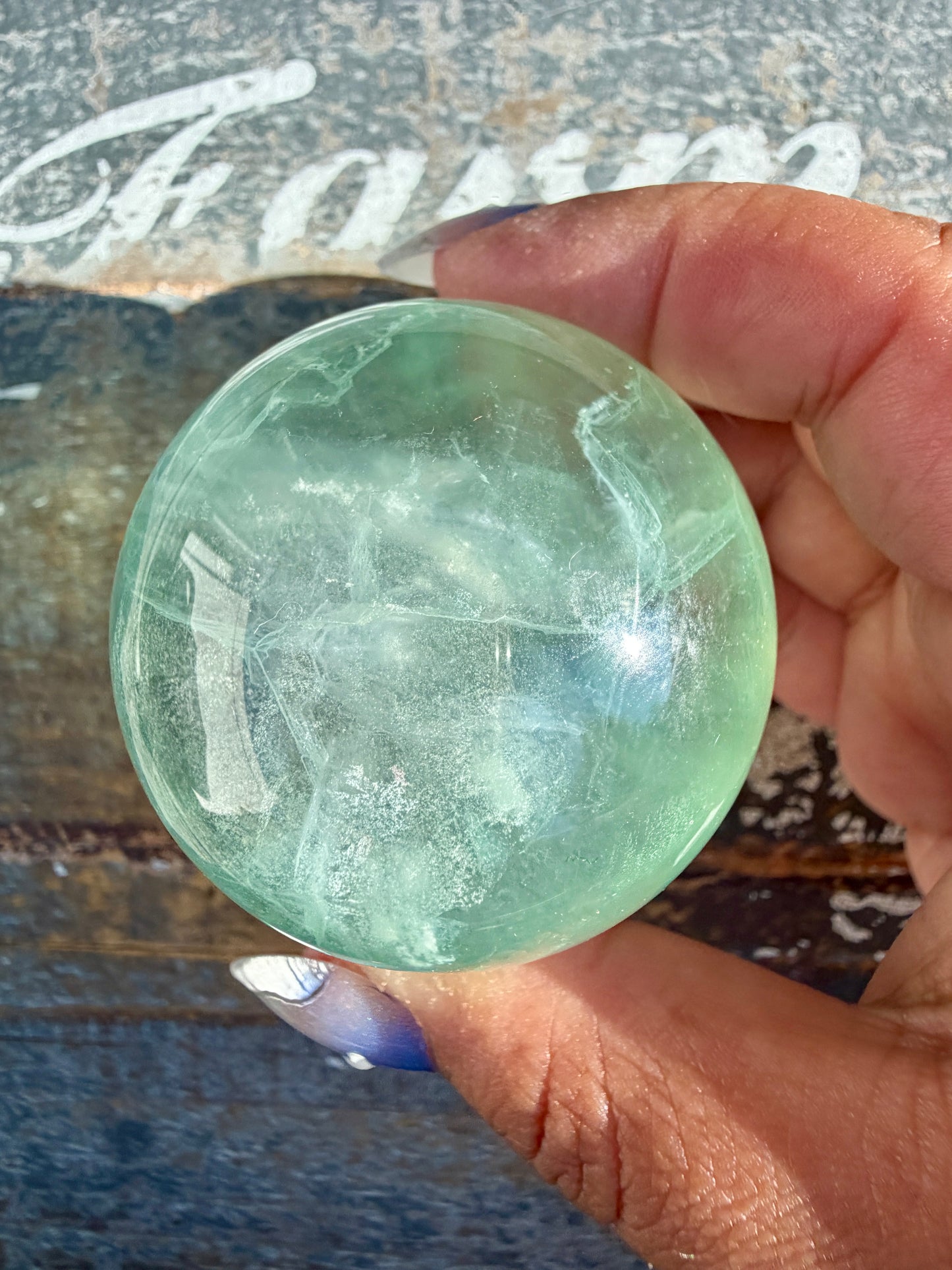 Gorgeous Stormy Water Fluorite Sphere | Opt 45