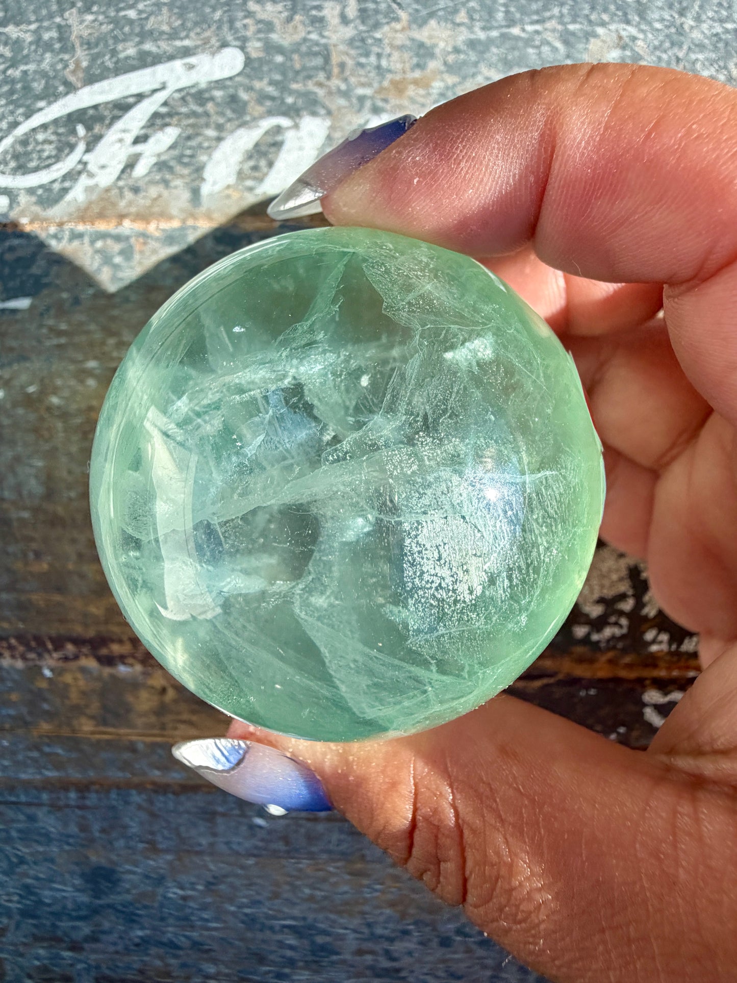 Gorgeous Stormy Water Fluorite Sphere | Opt 45