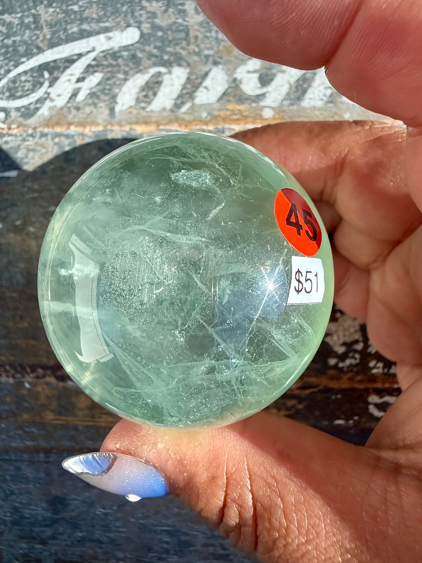 Gorgeous Stormy Water Fluorite Sphere | Opt 45