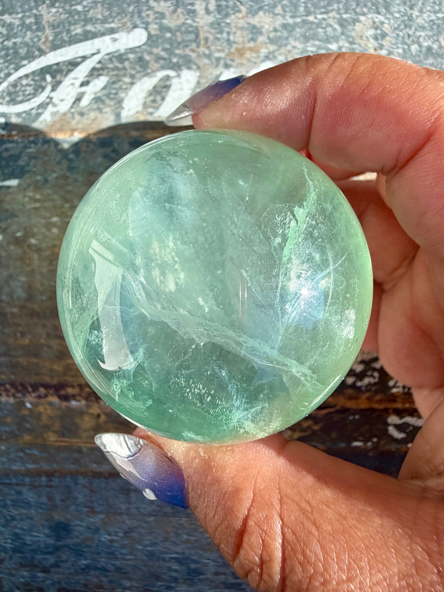 Gorgeous Stormy Water Fluorite Sphere | Opt 45