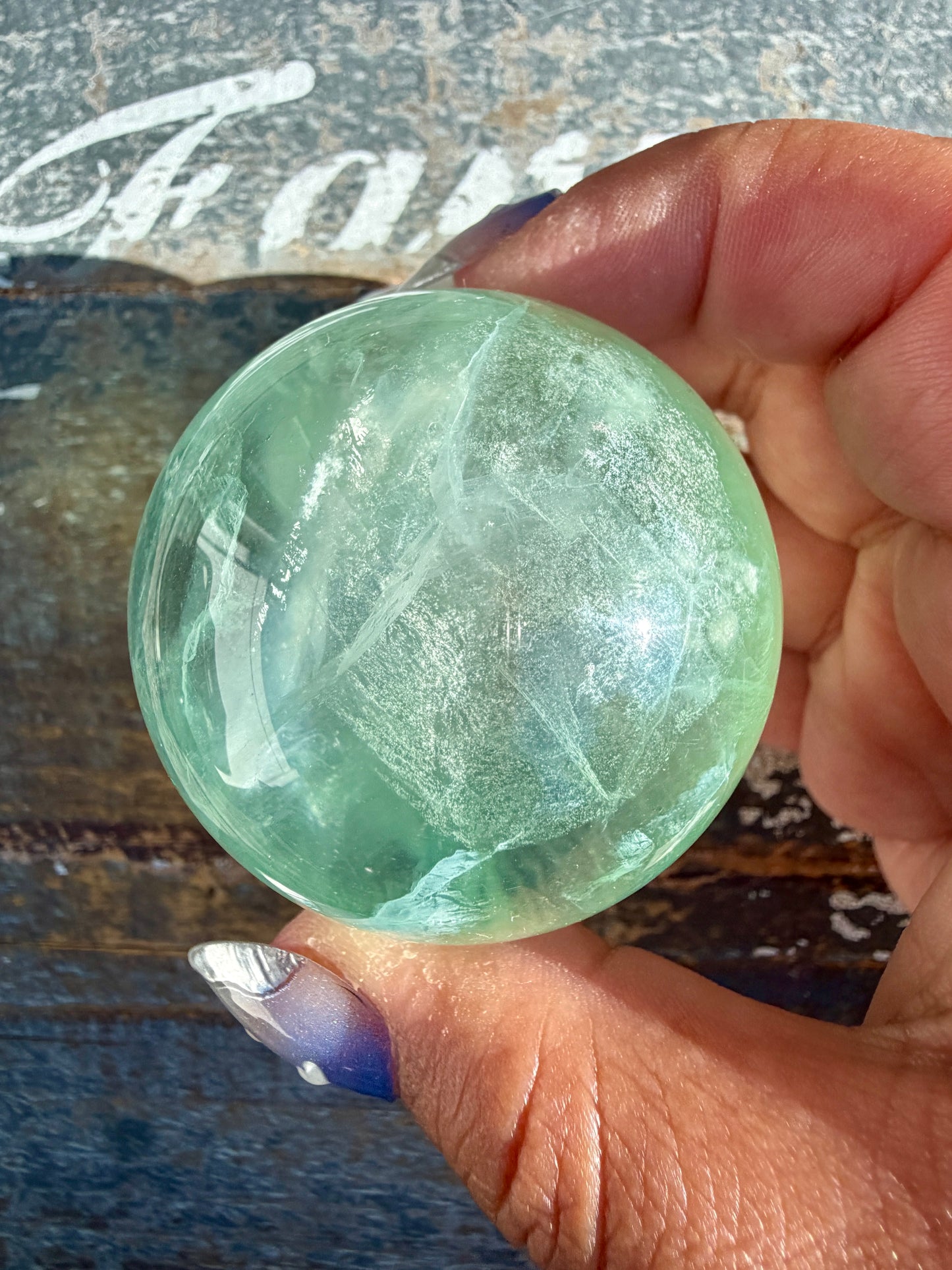 Gorgeous Stormy Water Fluorite Sphere | Opt 45