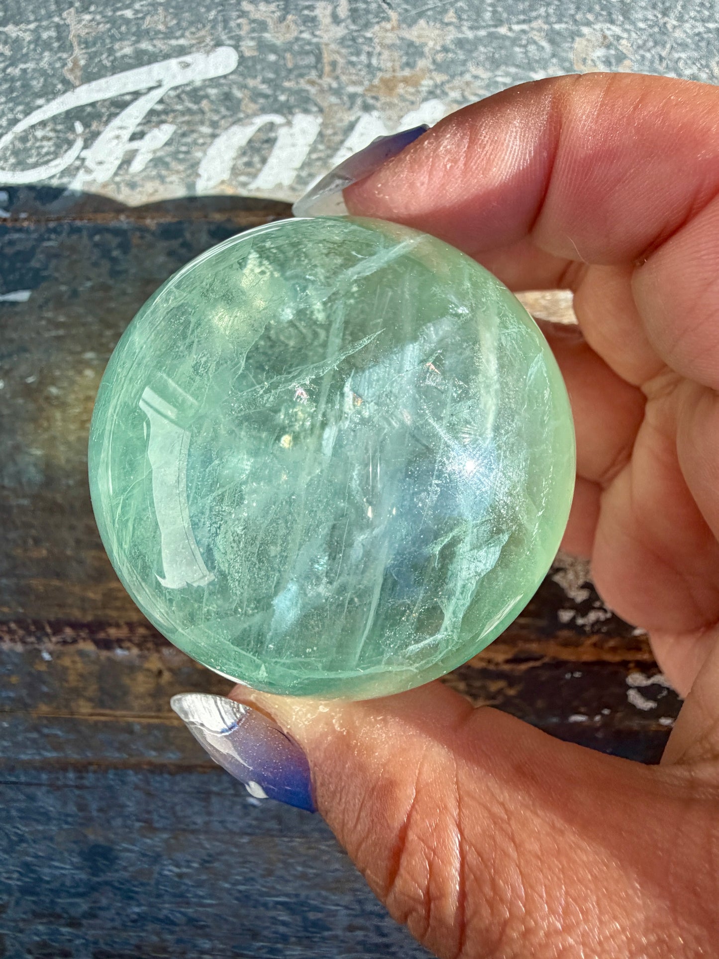 Gorgeous Stormy Water Fluorite Sphere | Opt 45