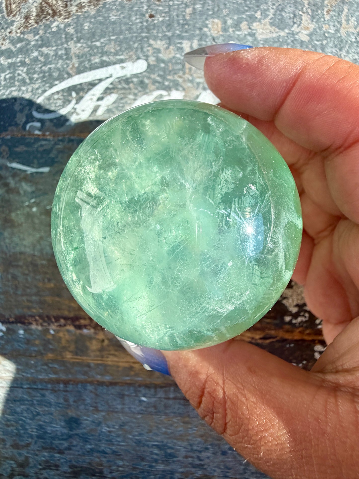 Gorgeous Stormy Water Fluorite Sphere | Opt 38