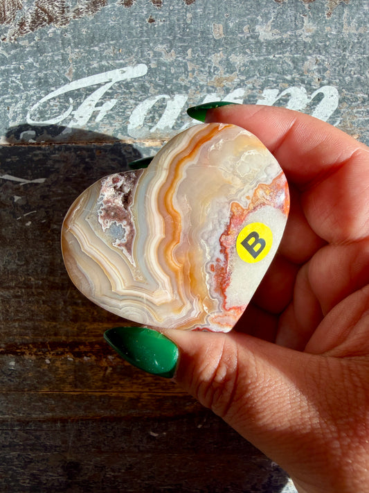 Gorgeous Crazy Lace Agate Heart | Opt B