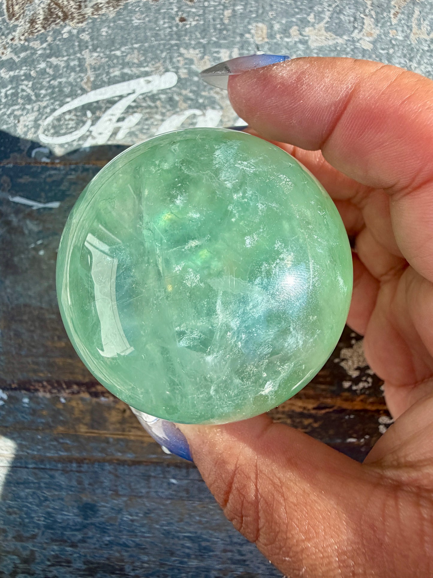 Gorgeous Stormy Water Fluorite Sphere | Opt 38