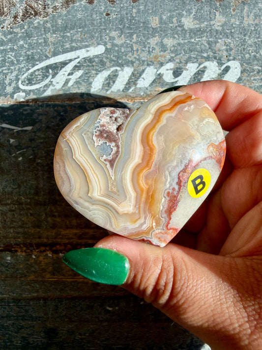 Gorgeous Crazy Lace Agate Heart | Opt B