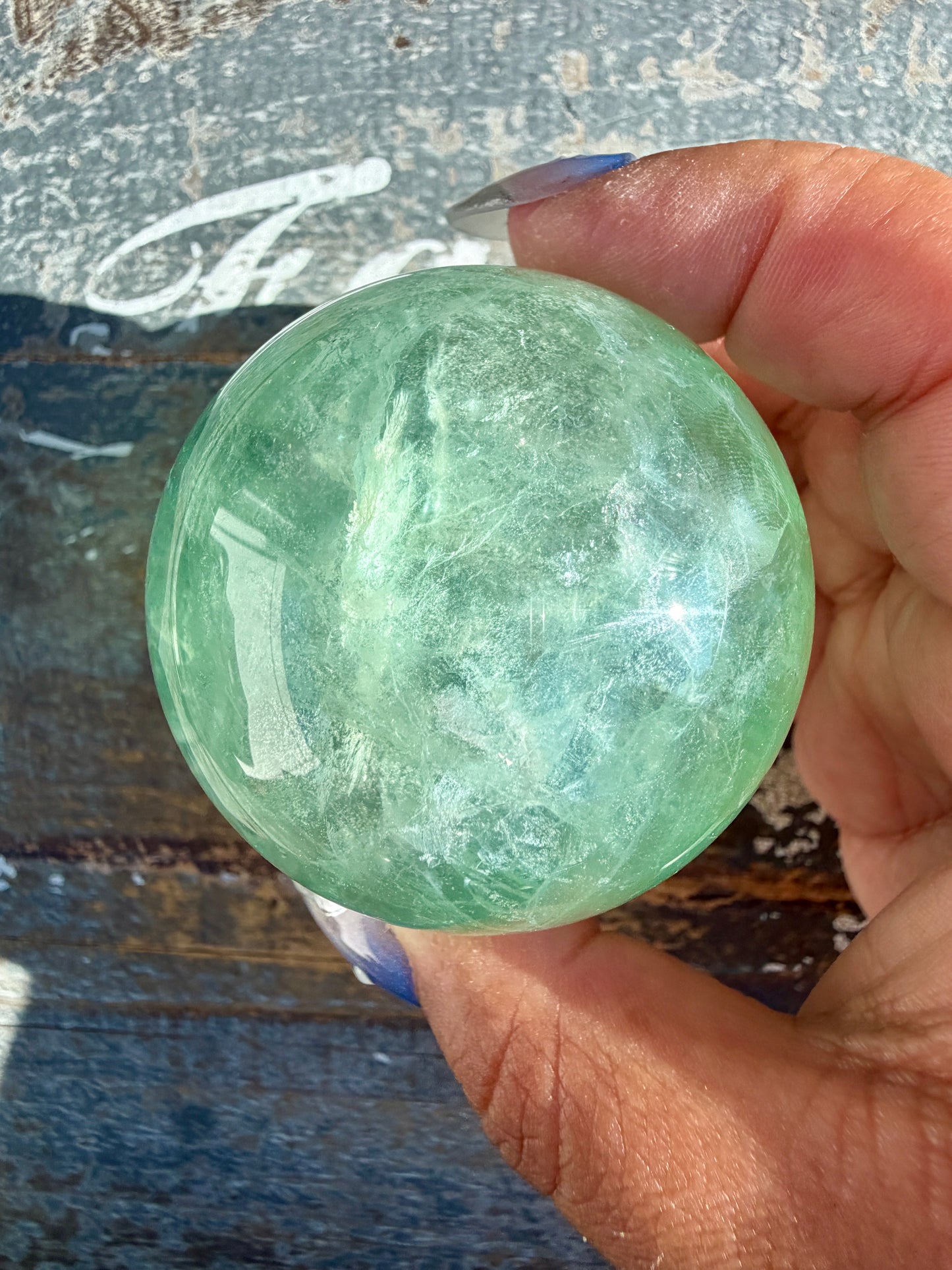 Gorgeous Stormy Water Fluorite Sphere | Opt 38