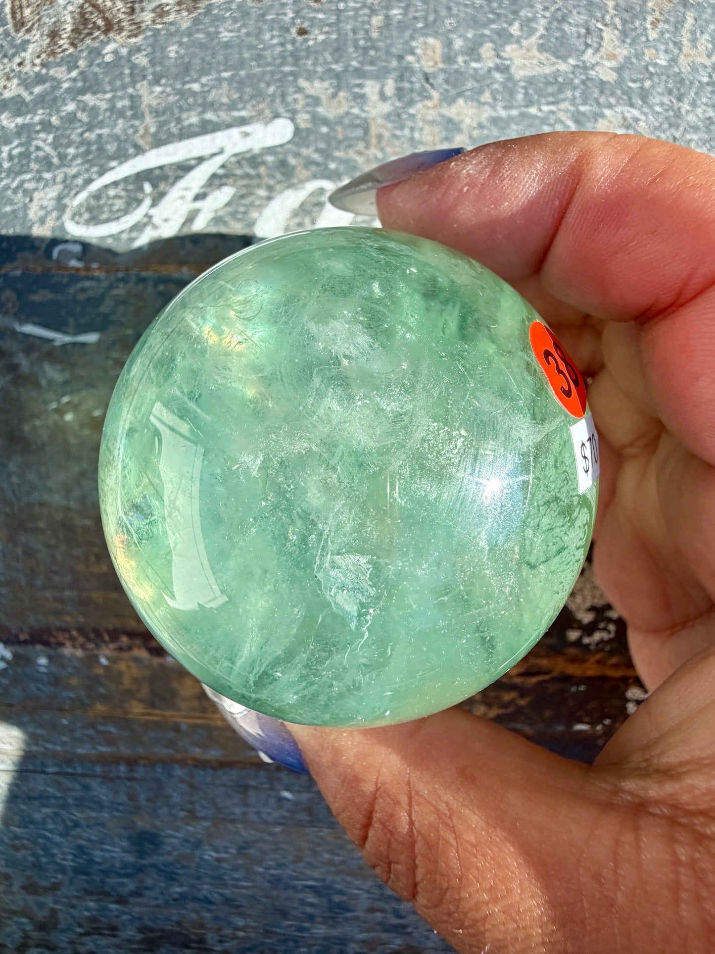 Gorgeous Stormy Water Fluorite Sphere | Opt 38