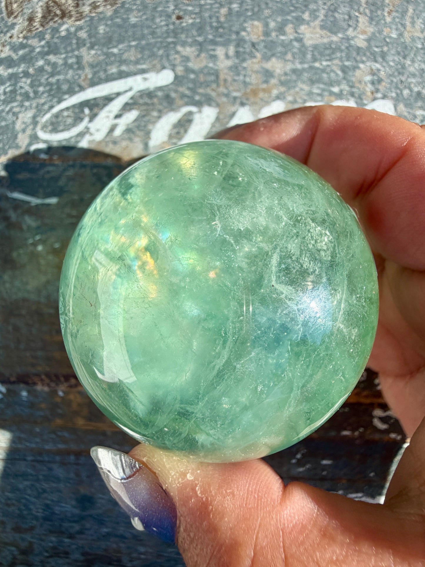 Gorgeous Stormy Water Fluorite Sphere | Opt 38