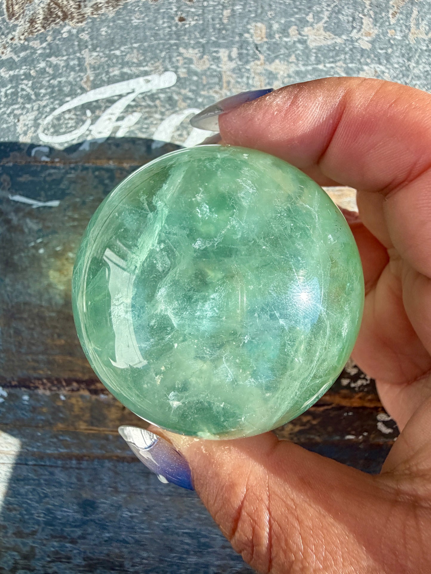 Gorgeous Stormy Water Fluorite Sphere | Opt 38