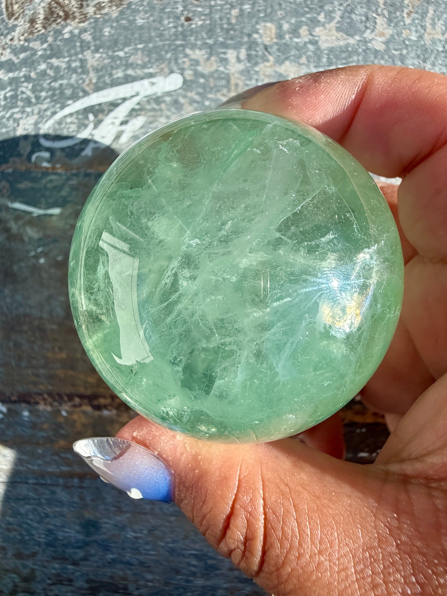Gorgeous Stormy Water Fluorite Sphere | Opt 38