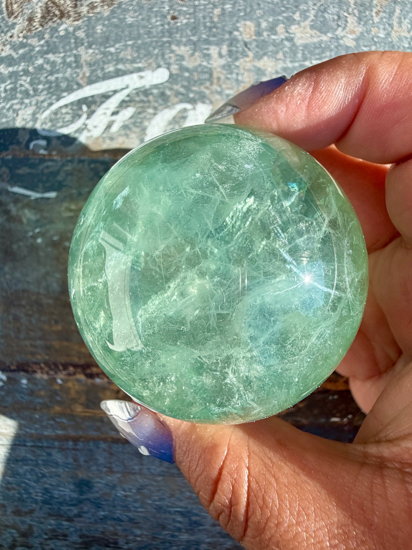 Gorgeous Stormy Water Fluorite Sphere | Opt 38