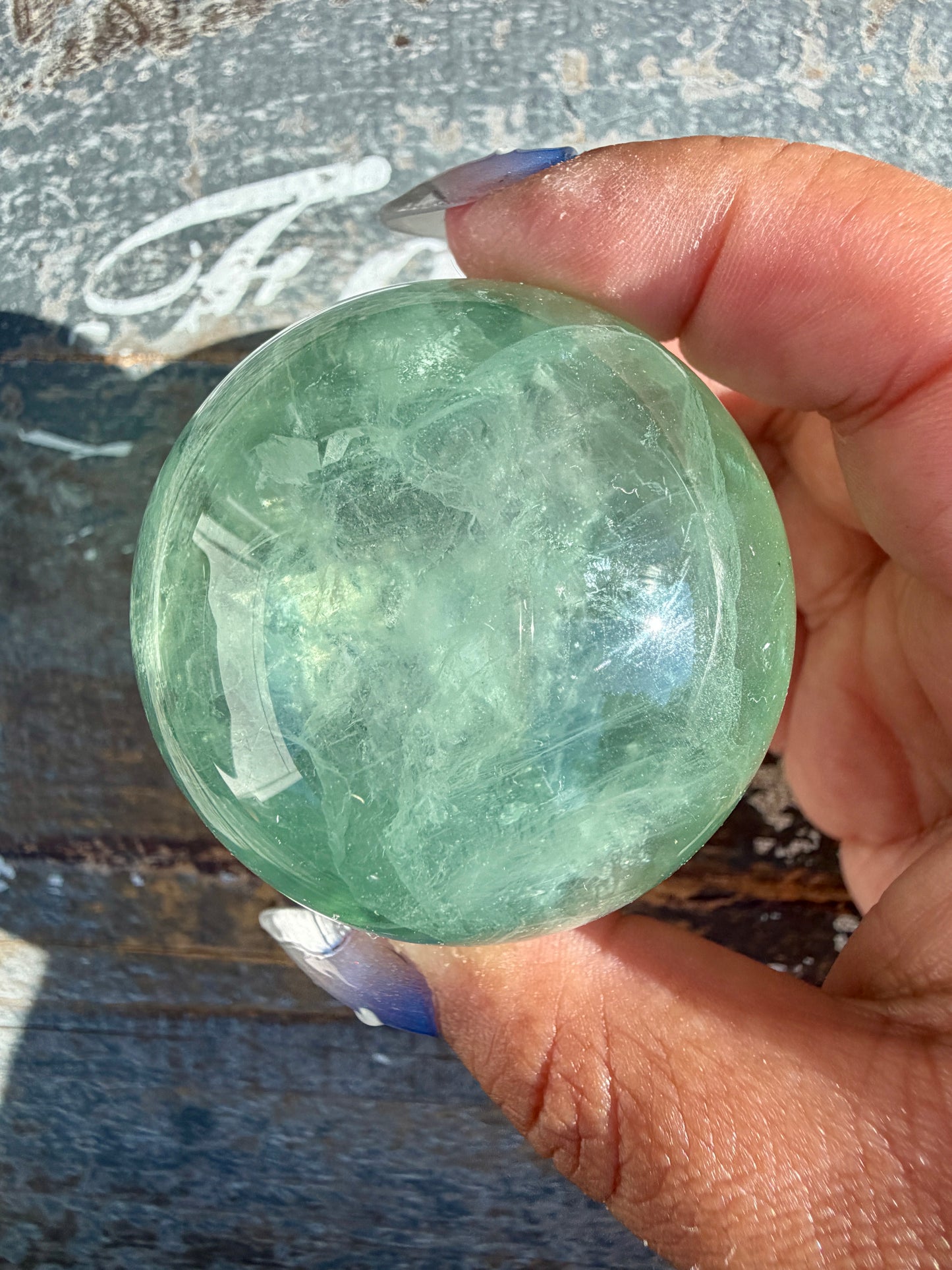 Gorgeous Stormy Water Fluorite Sphere | Opt 42