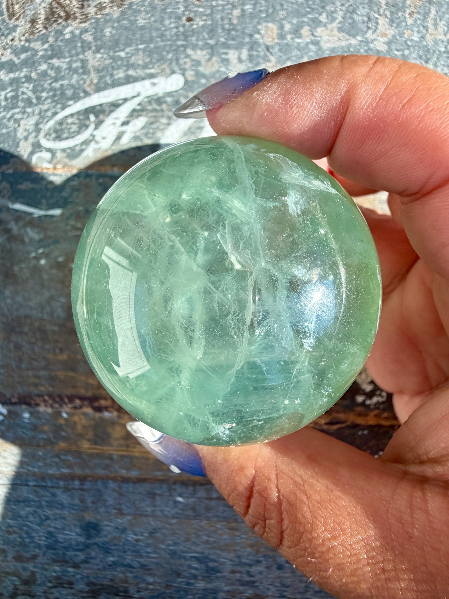 Gorgeous Stormy Water Fluorite Sphere | Opt 42