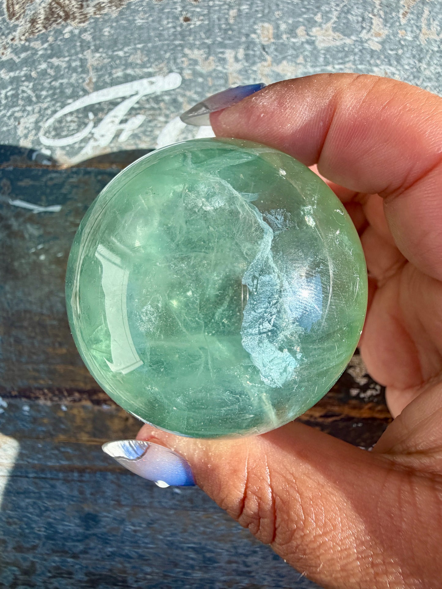 Gorgeous Stormy Water Fluorite Sphere | Opt 42