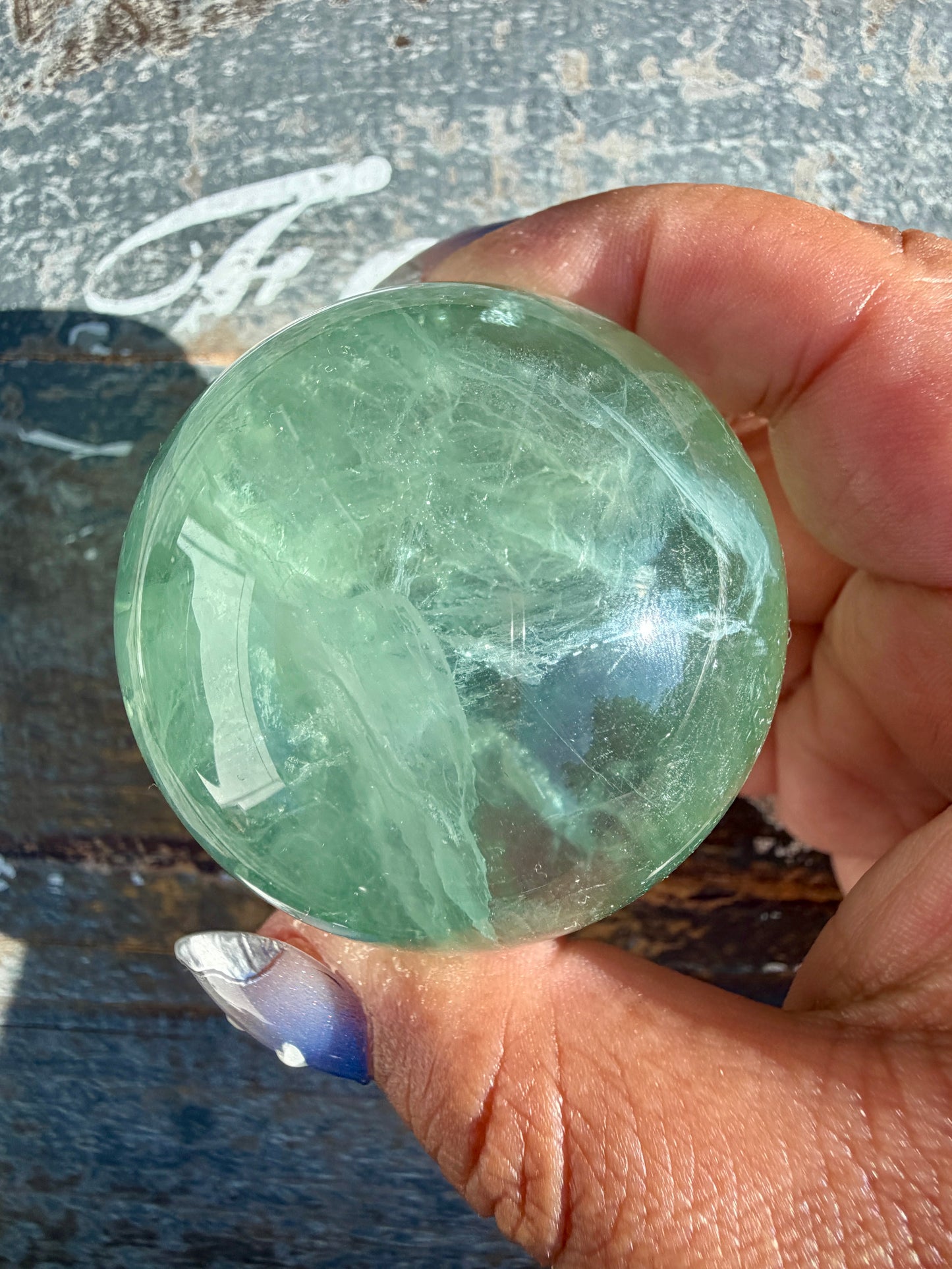 Gorgeous Stormy Water Fluorite Sphere | Opt 42