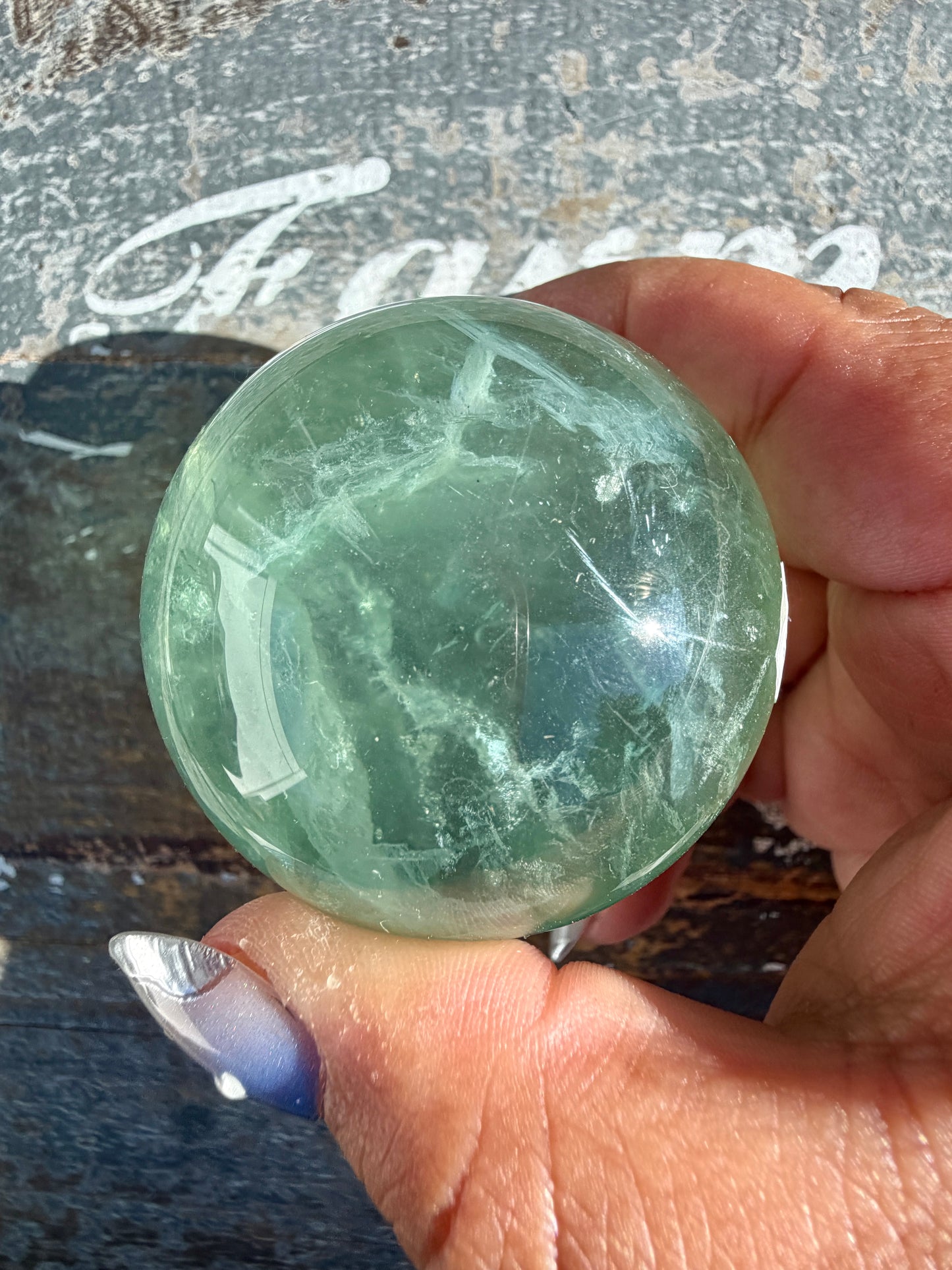 Gorgeous Stormy Water Fluorite Sphere | Opt 42