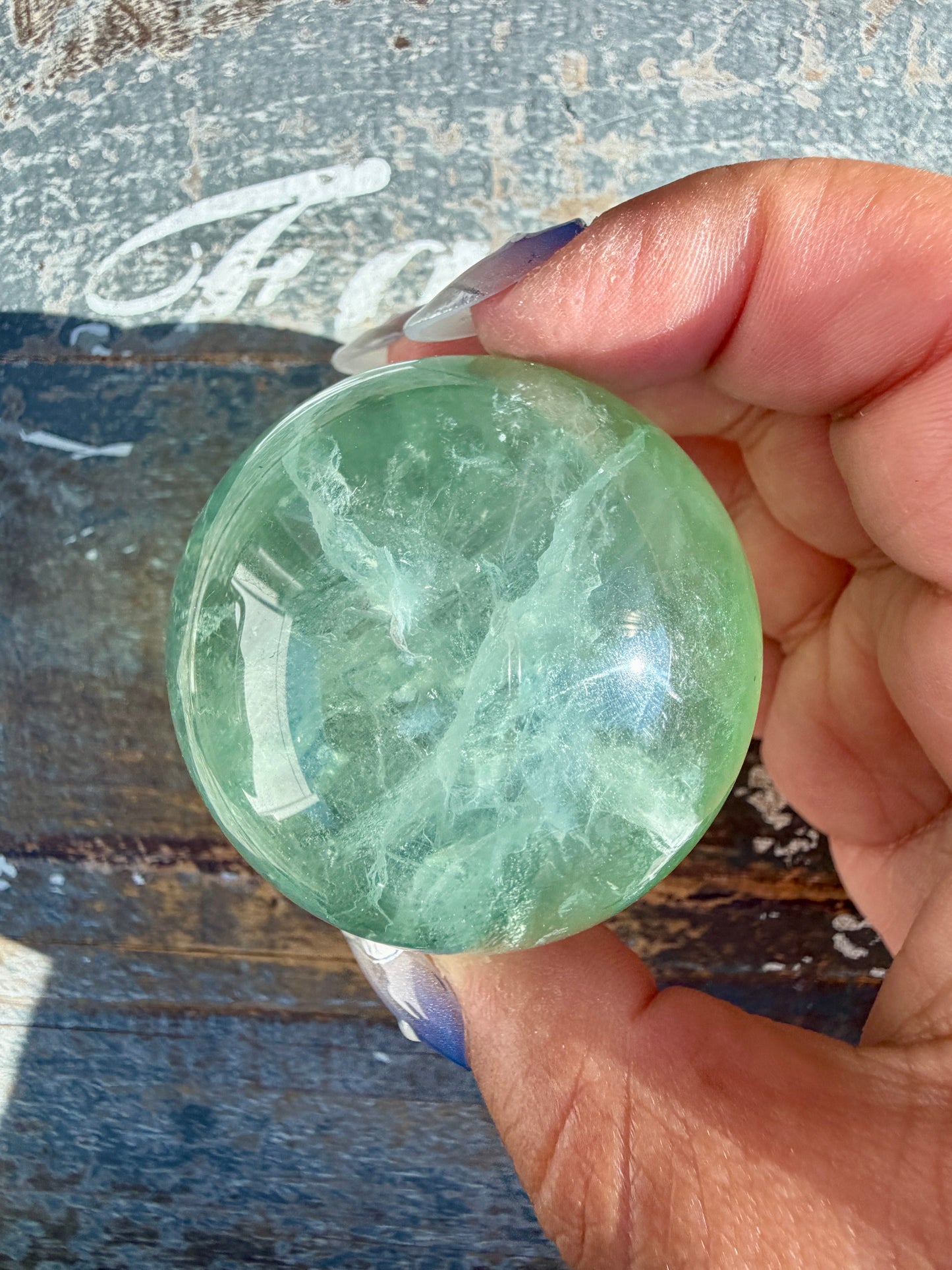 Gorgeous Stormy Water Fluorite Sphere | Opt 42