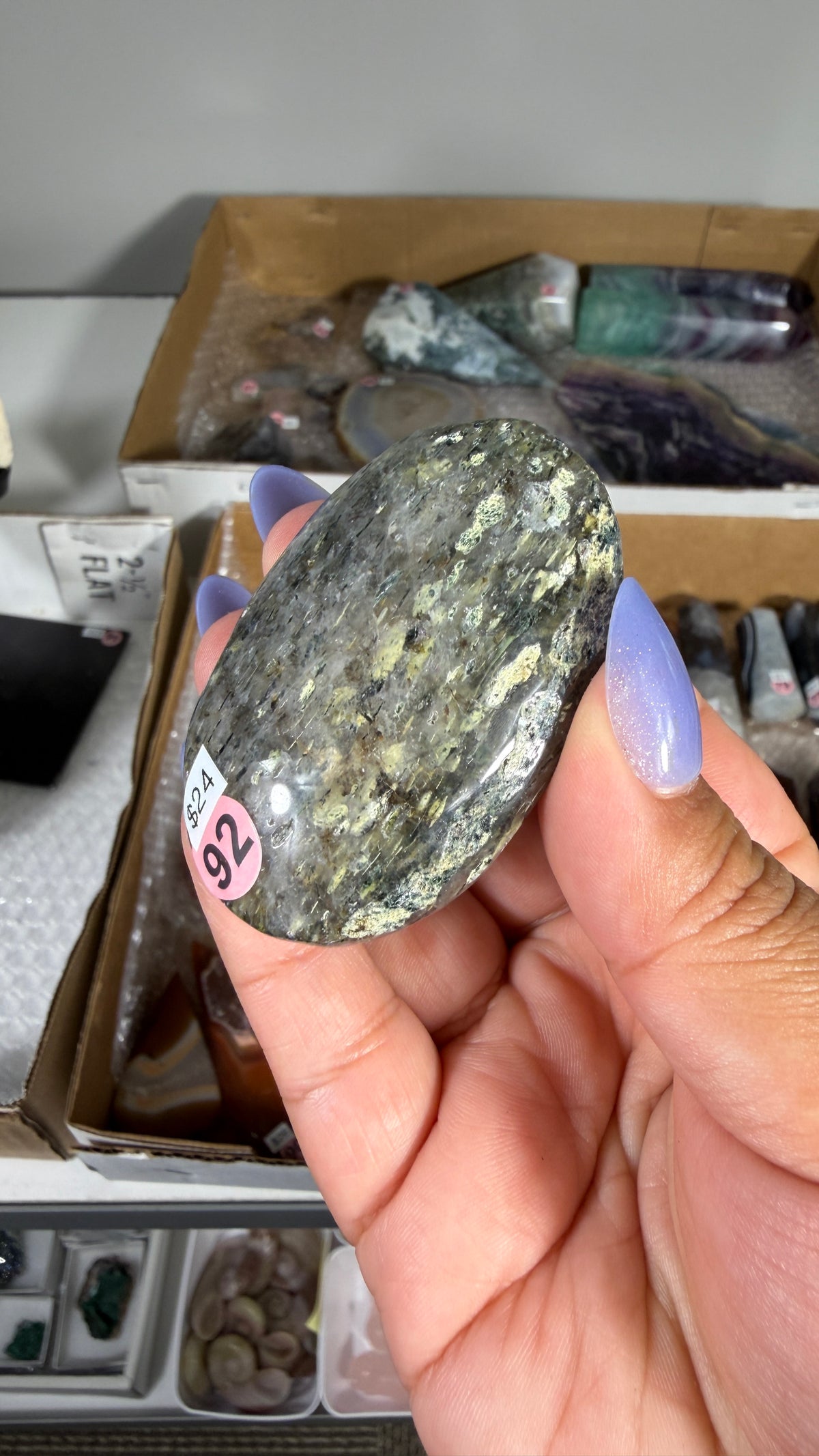 Gorgeous Green Tourmaline Palm Stone | Opt 92